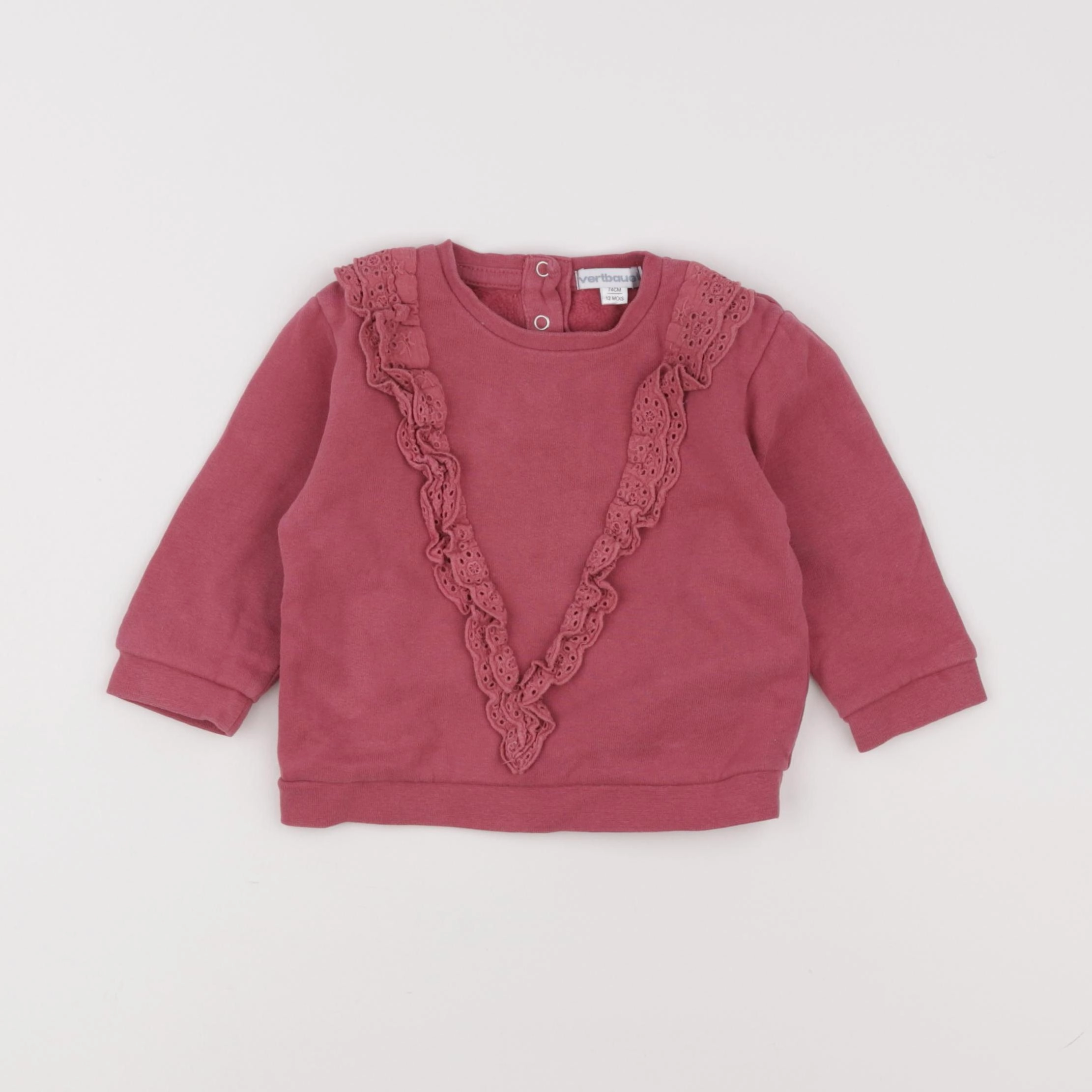 Vertbaudet - sweat rose - 12 mois