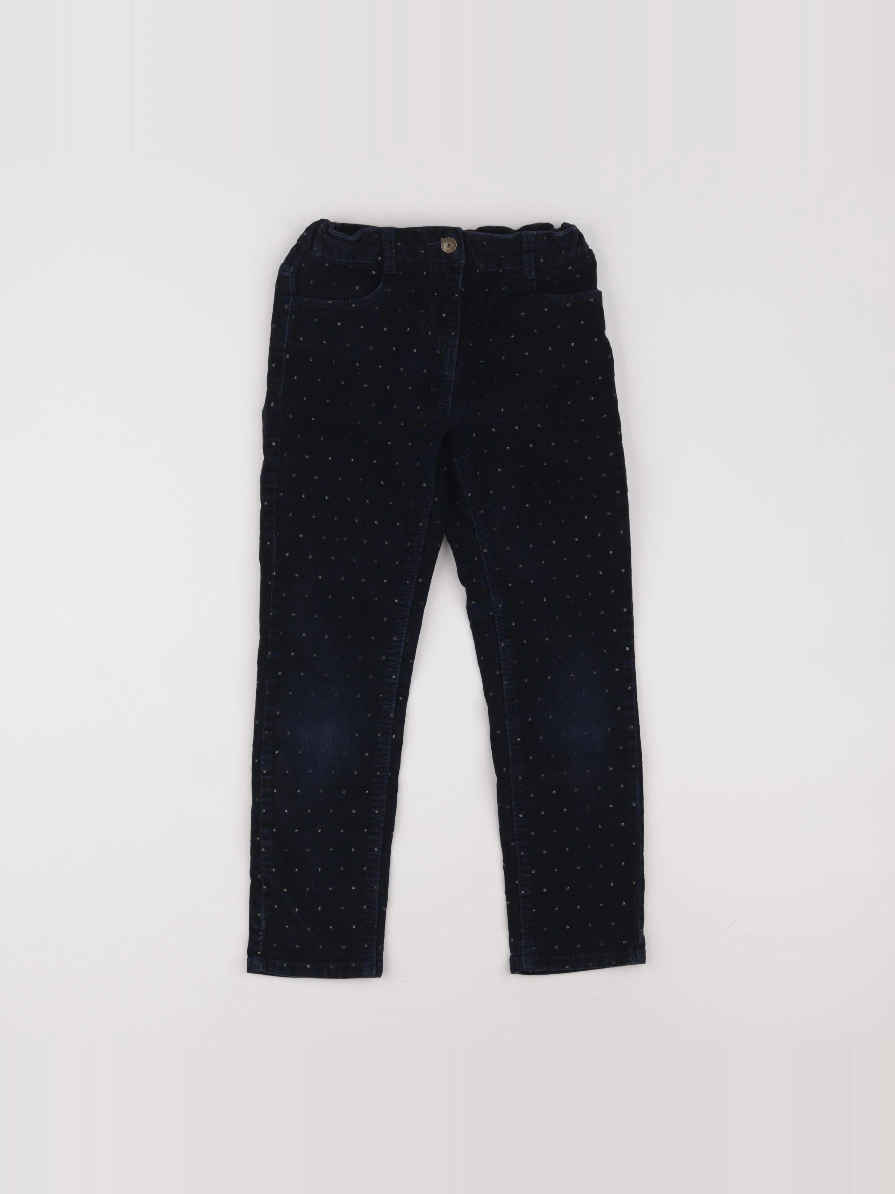 Vertbaudet - pantalon bleu, or - 7 ans