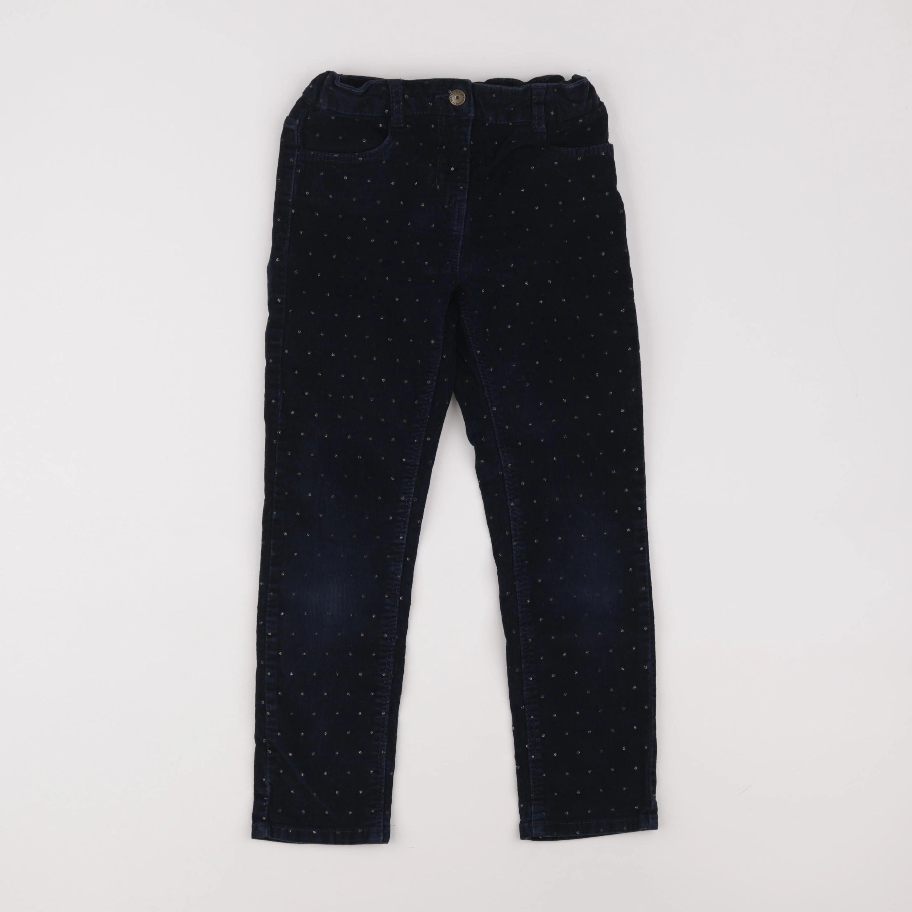 Vertbaudet - pantalon bleu, or - 7 ans