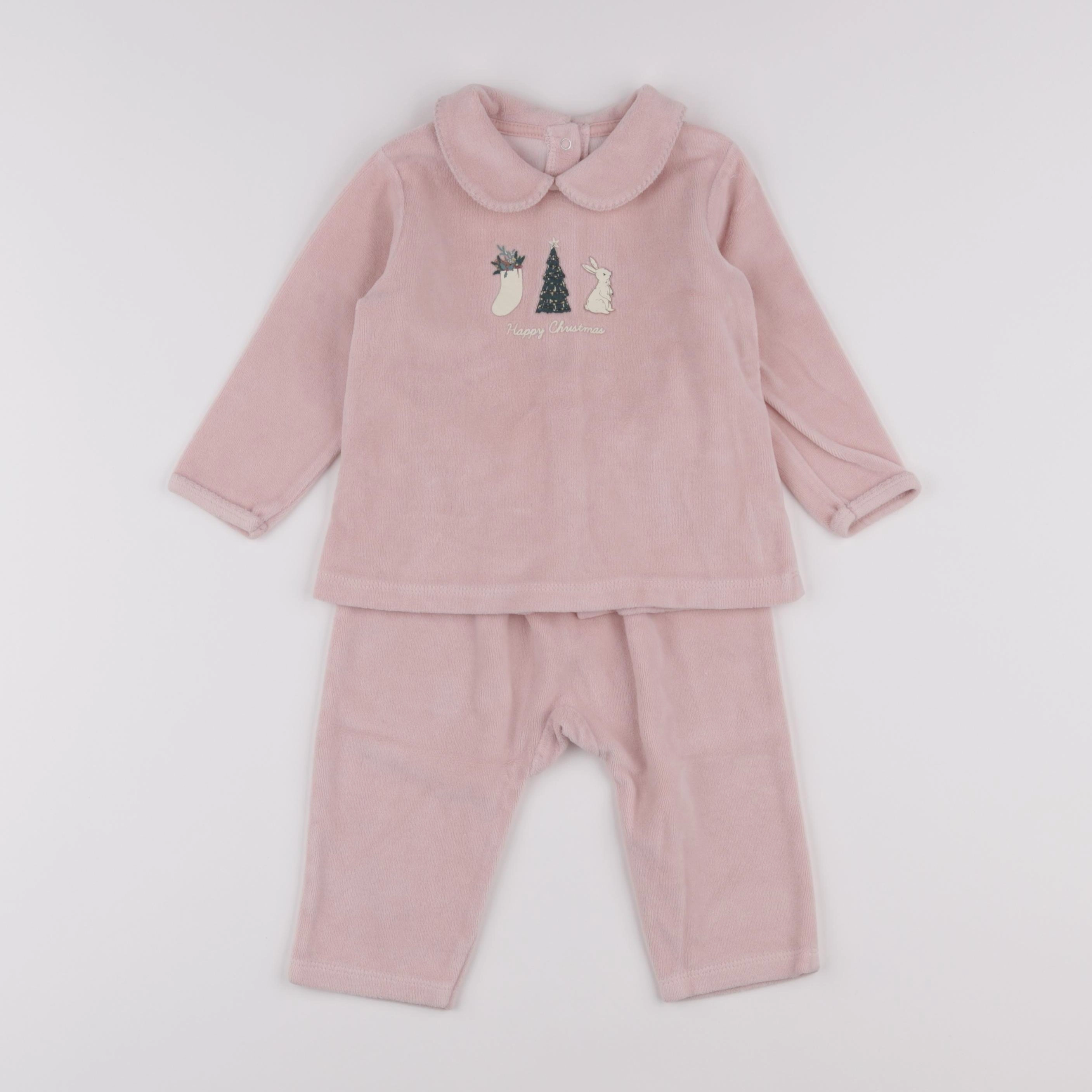 Vertbaudet - pyjama velours rose - 18 mois