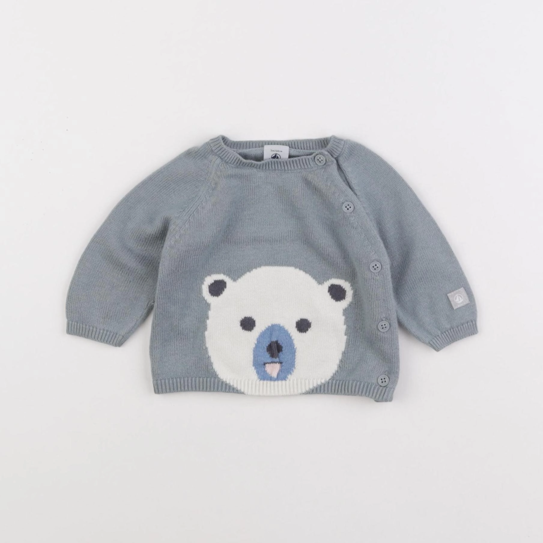 Petit Bateau - pull bleu - 3 mois