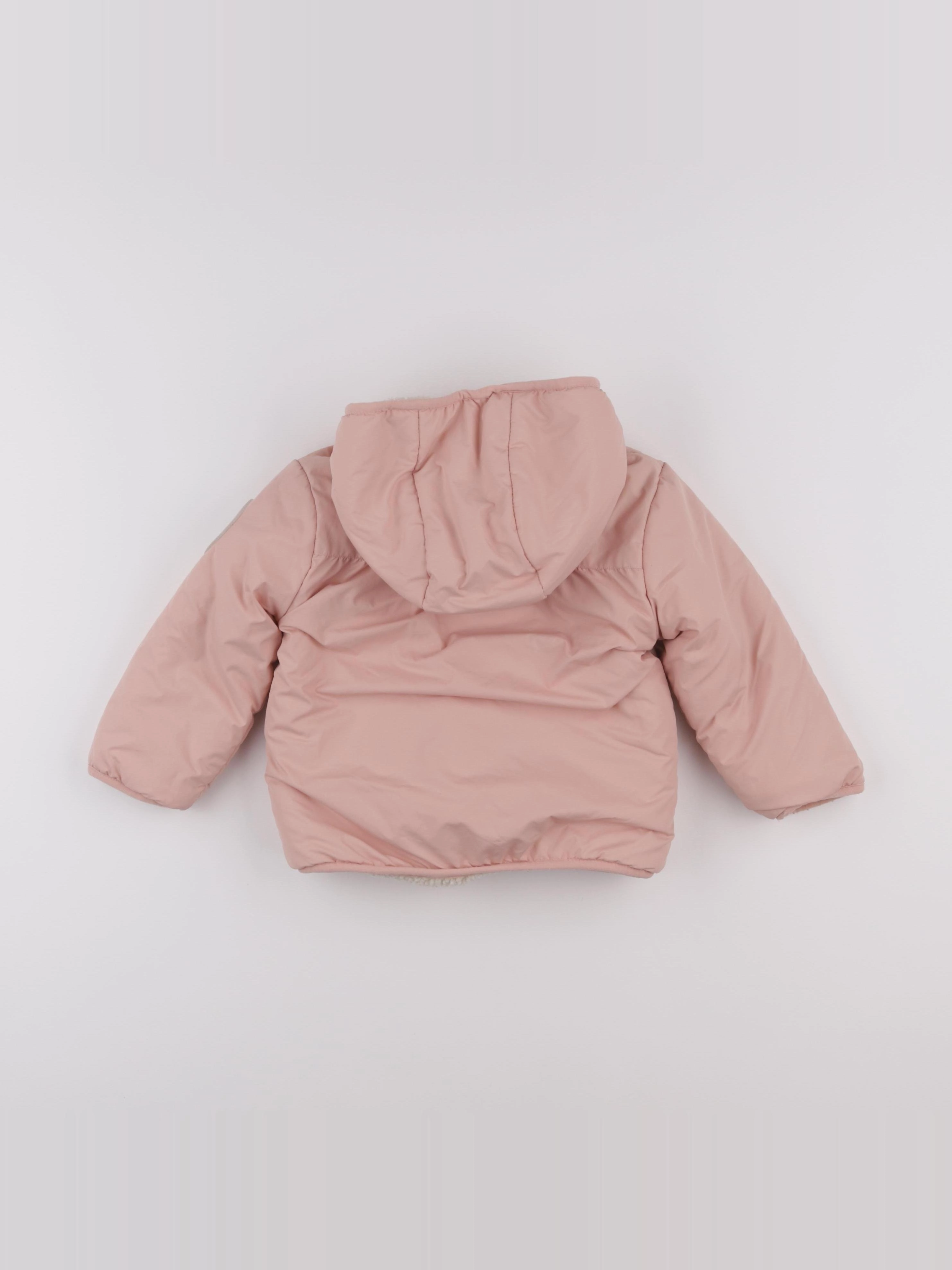 Vertbaudet - doudoune réversible rose, beige - 2 ans