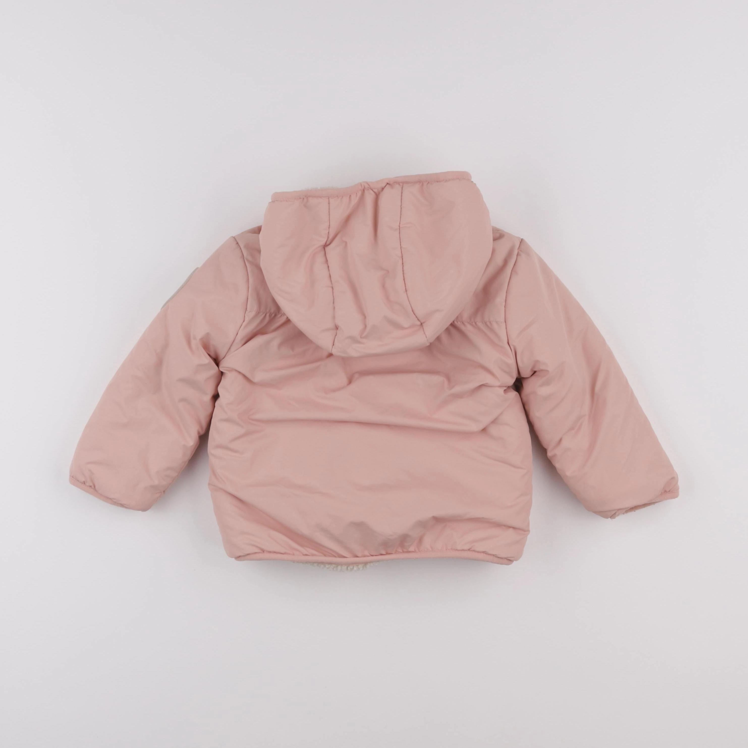 Vertbaudet - doudoune réversible rose, beige - 2 ans