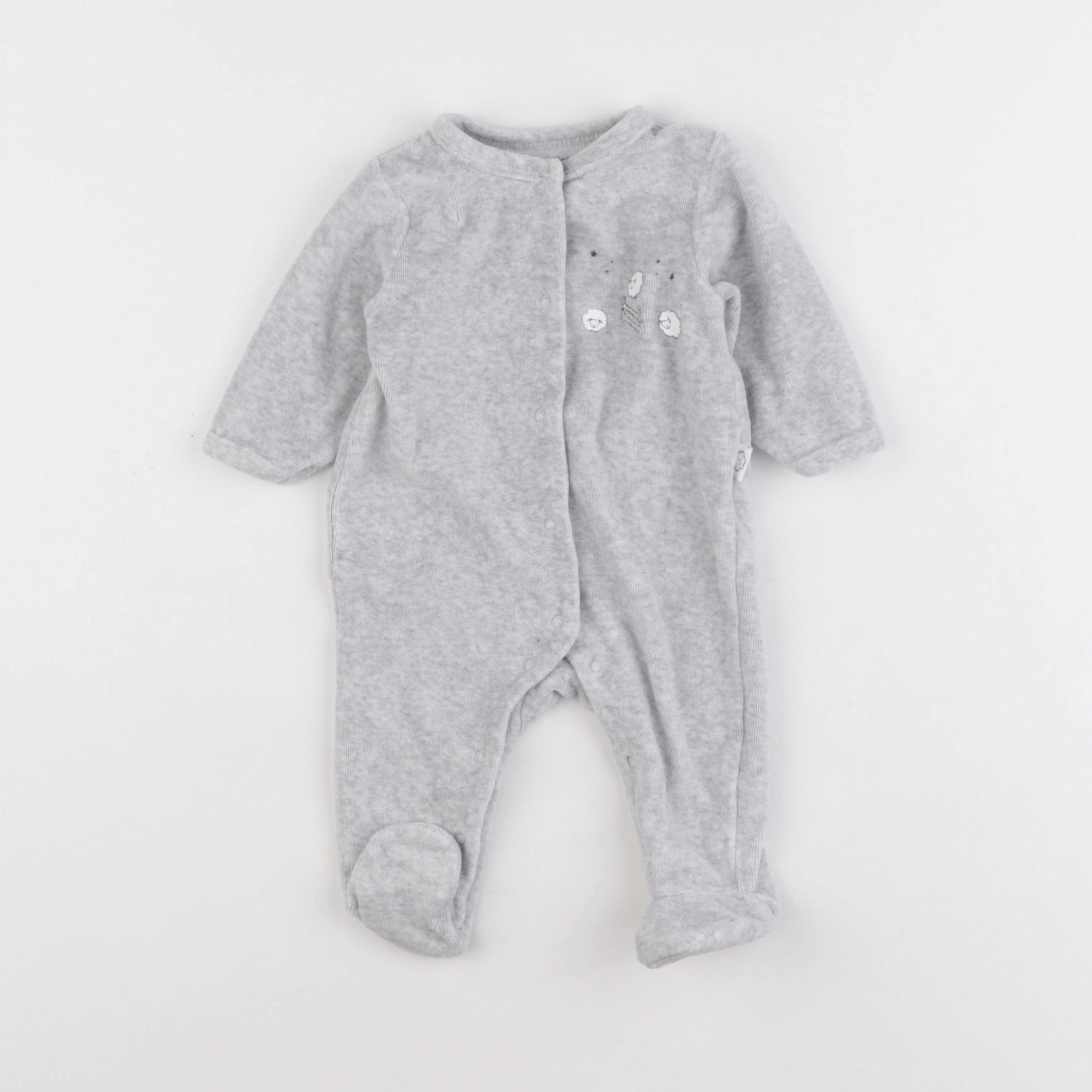 Vertbaudet - pyjama velours gris - 3 mois