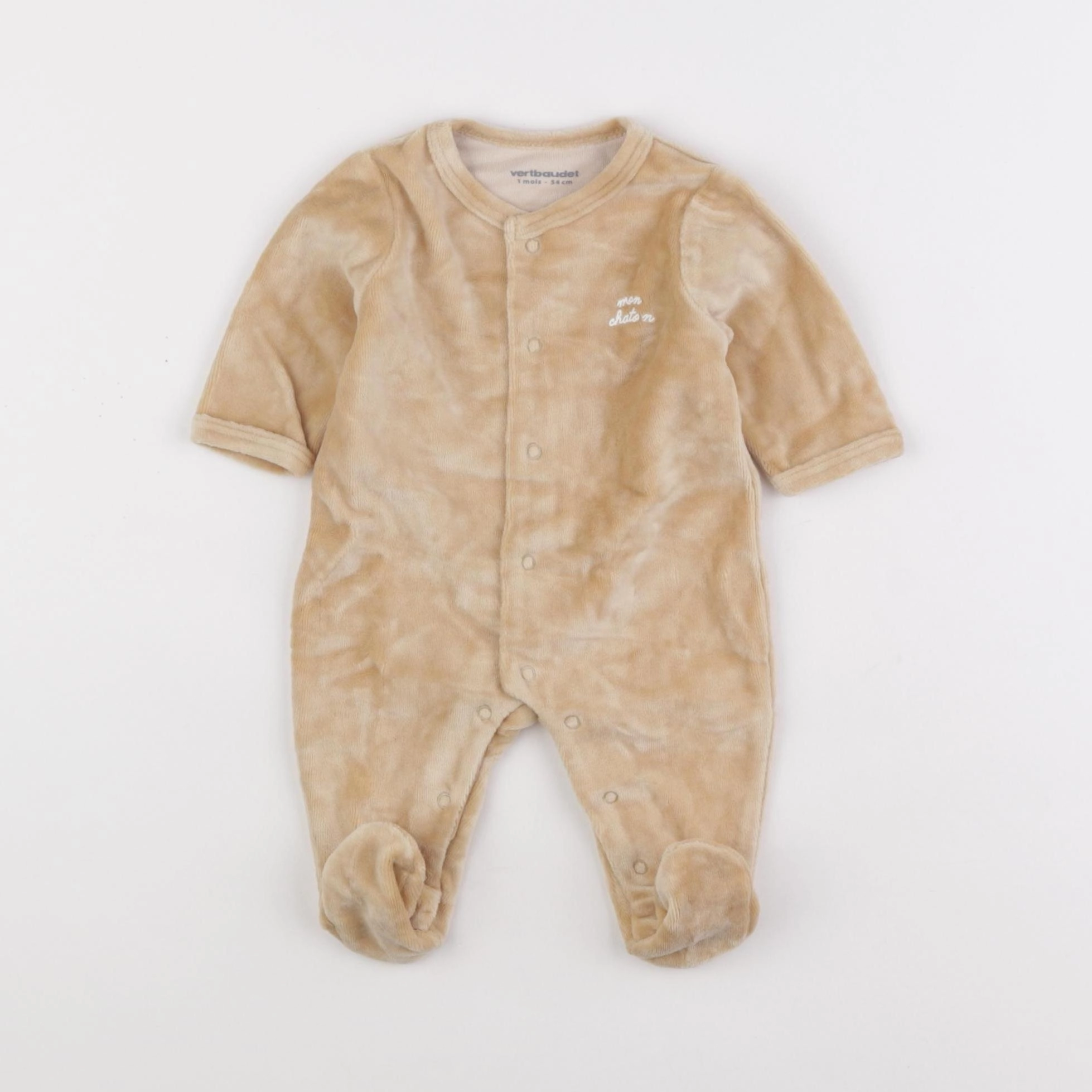Vertbaudet - pyjama velours marron - 1 mois
