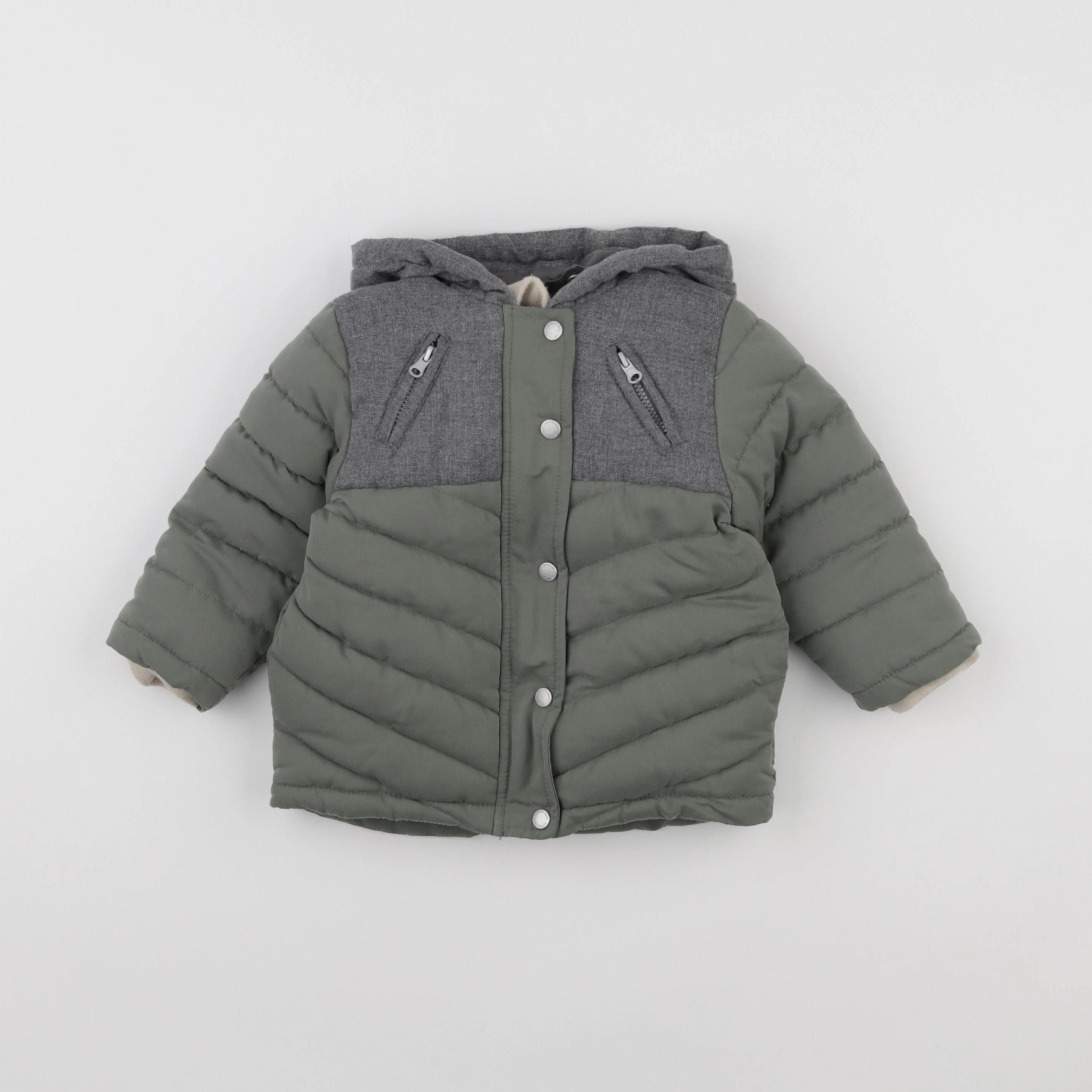Vertbaudet - manteau gris, vert - 18 mois