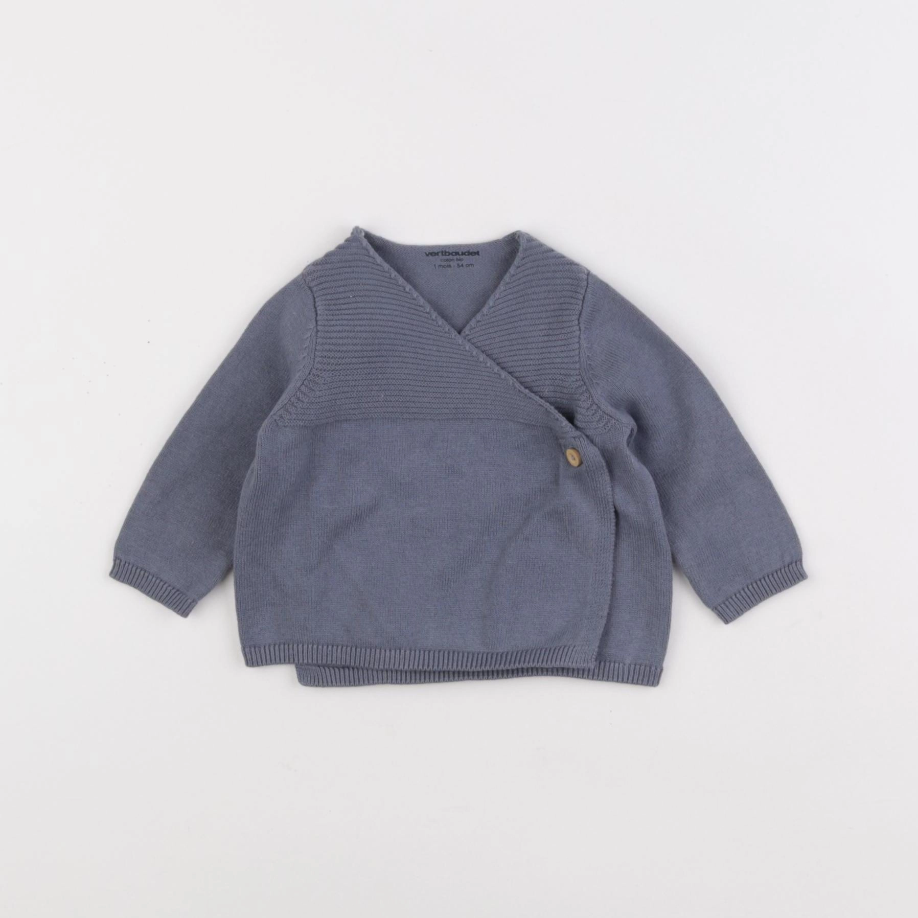 Vertbaudet - gilet bleu - 1 mois