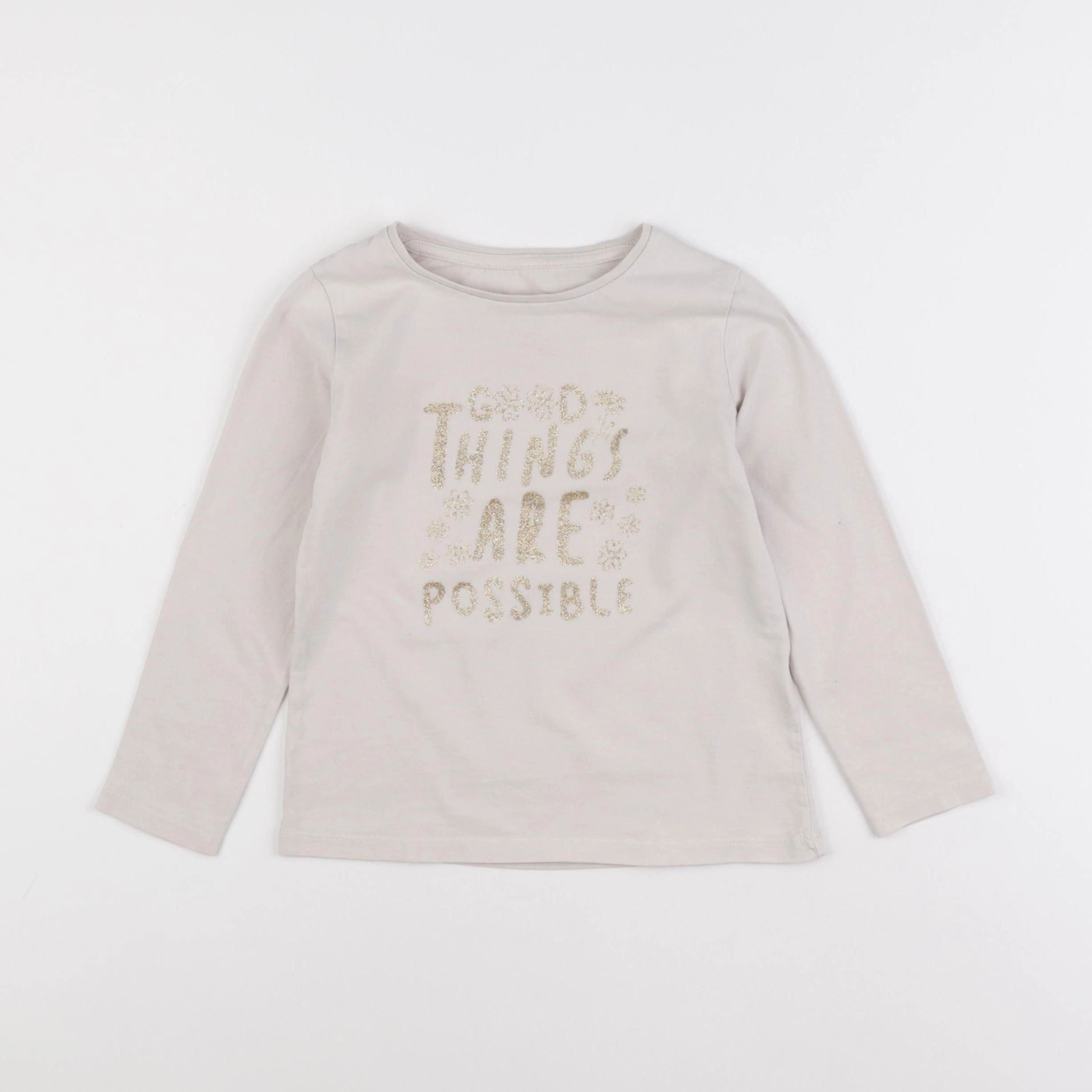 Vertbaudet - tee-shirt beige, or - 5 ans