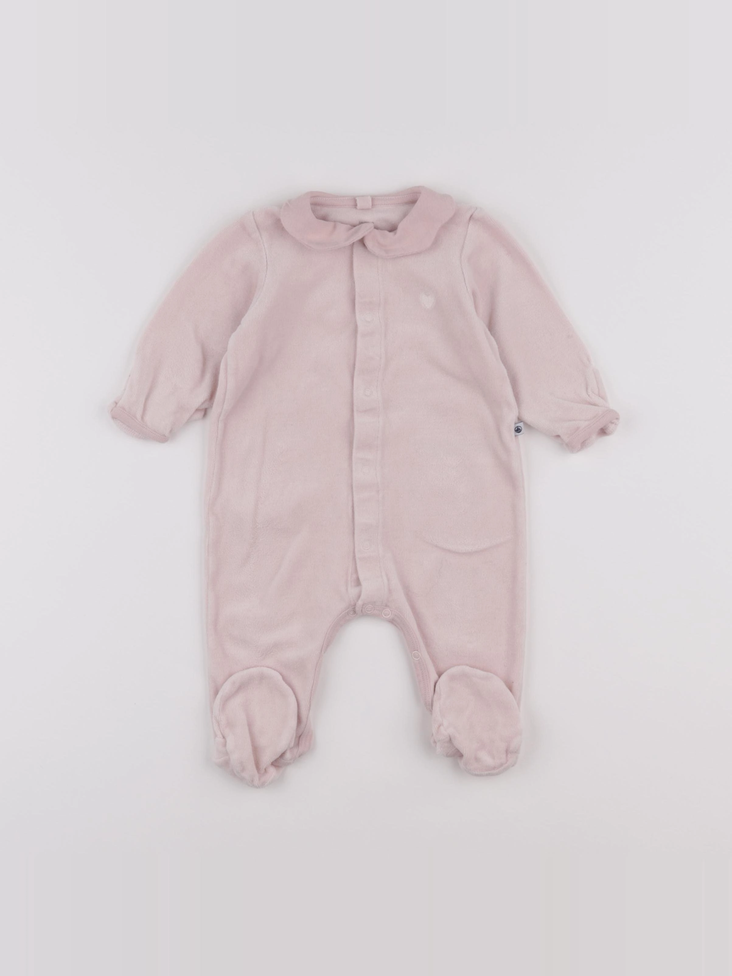 Petit Bateau - pyjama velours rose - 6 mois
