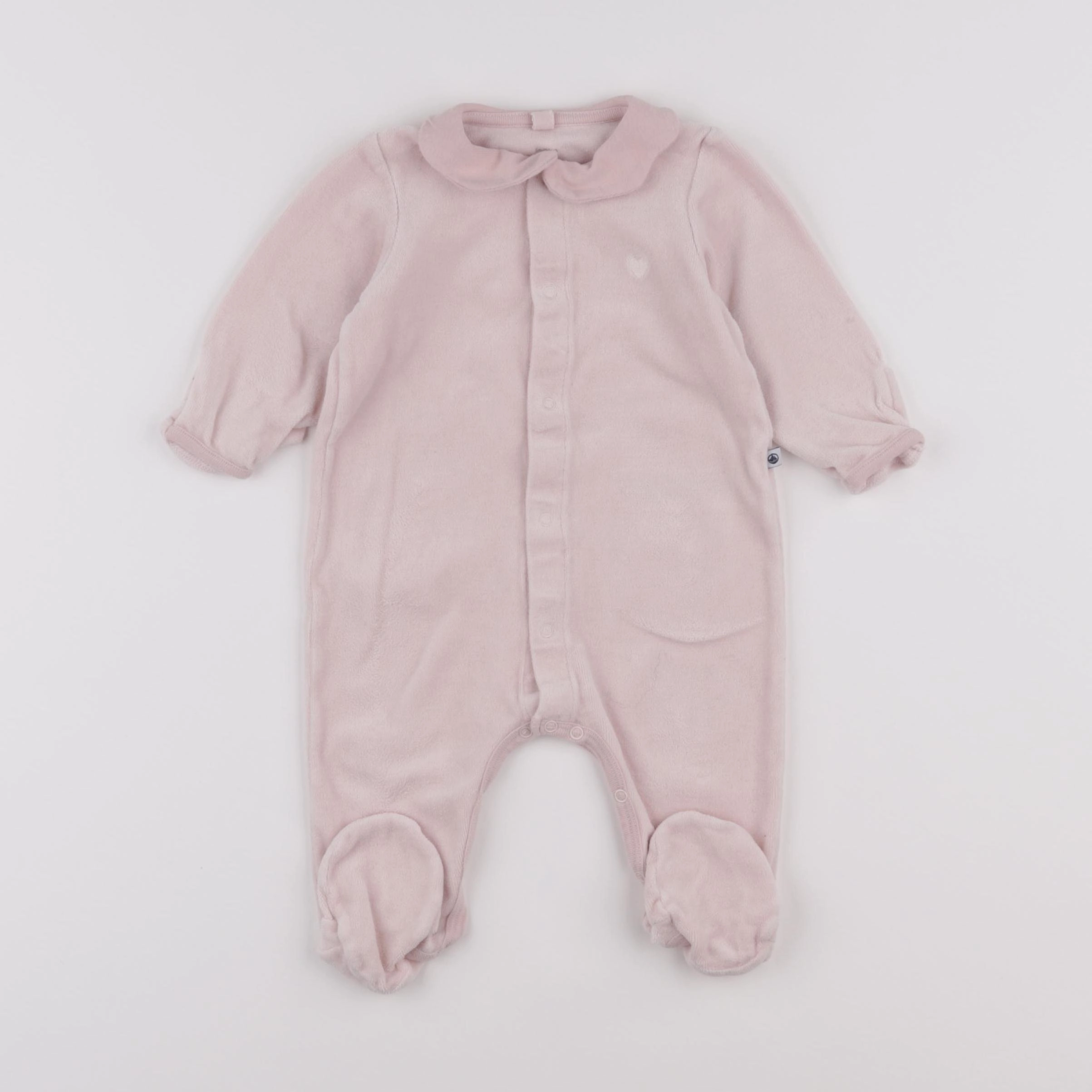 Petit Bateau - pyjama velours rose - 6 mois