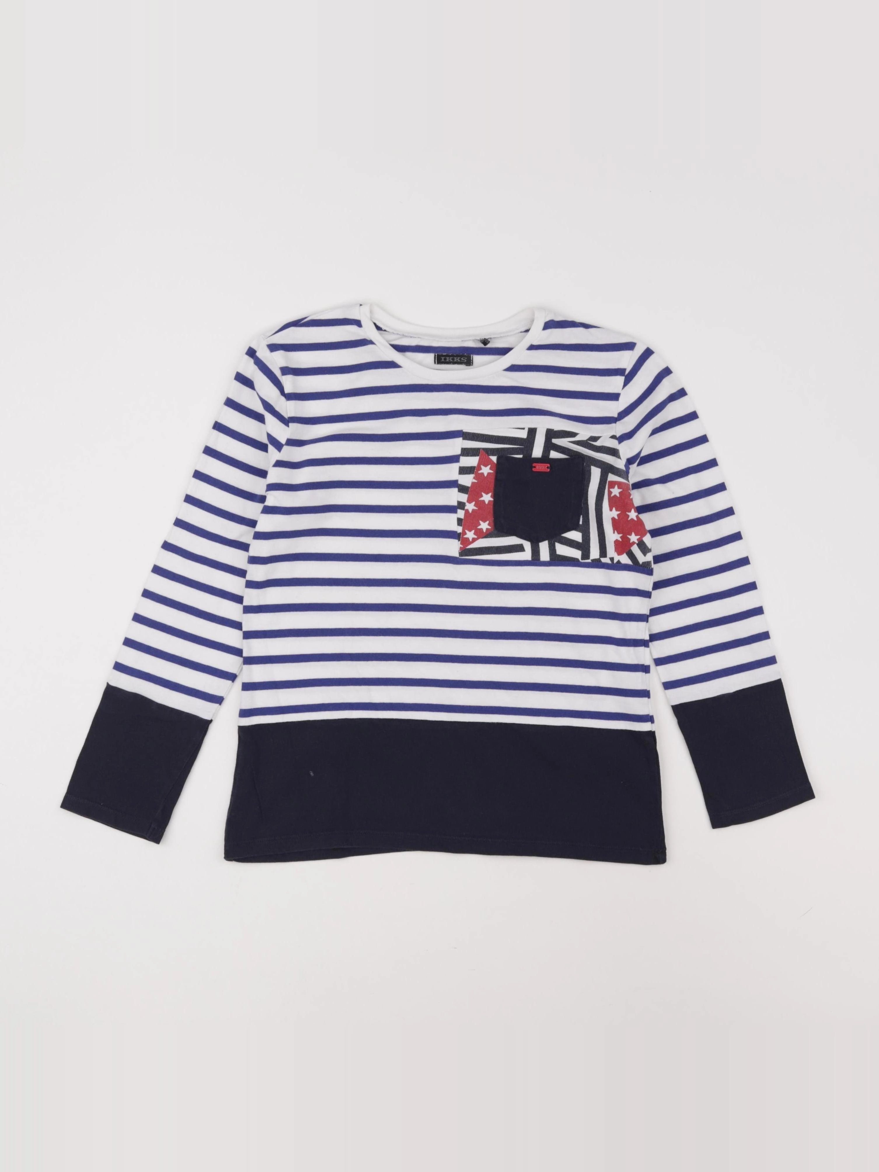 IKKS - tee-shirt bleu, blanc - 8 ans