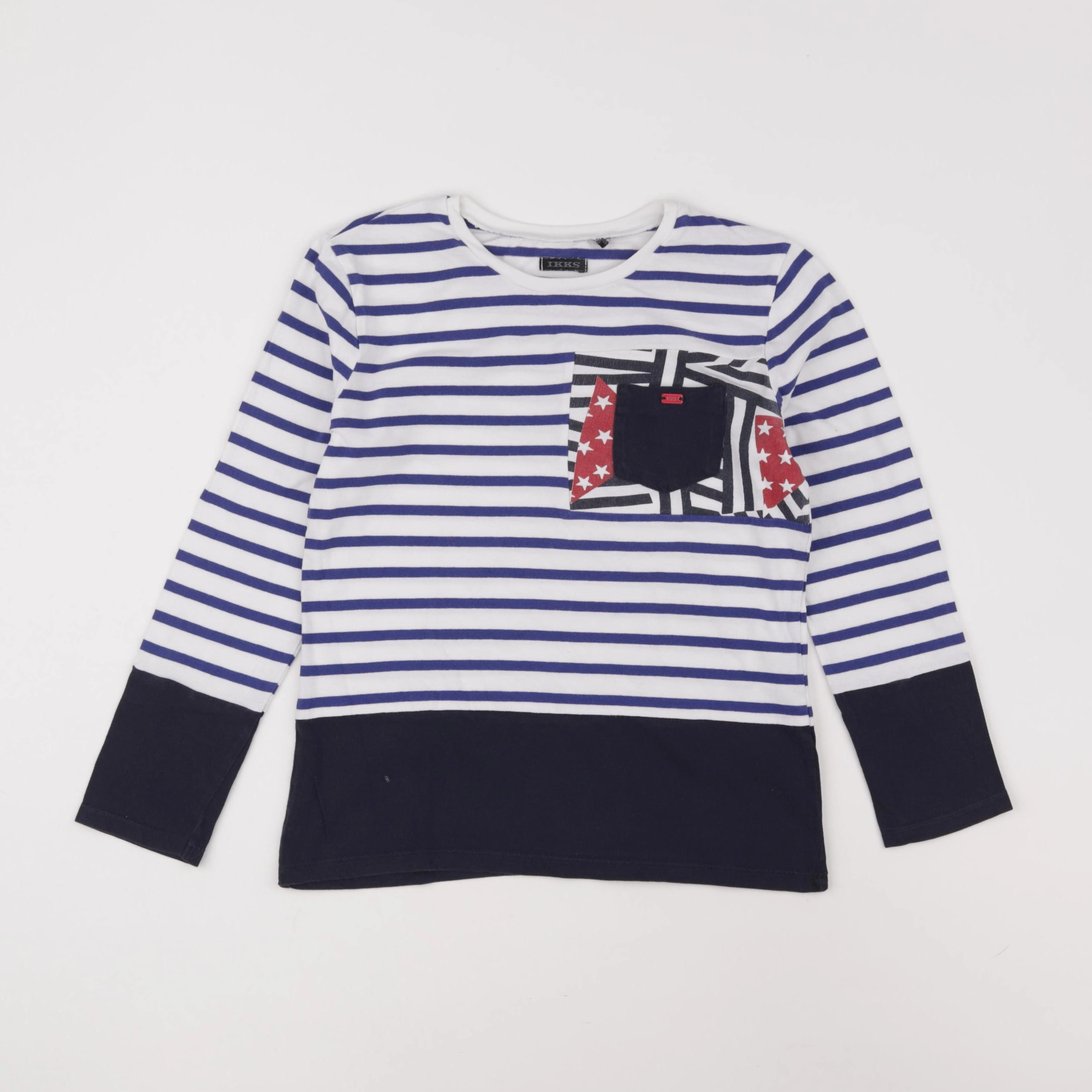 IKKS - tee-shirt bleu, blanc - 8 ans