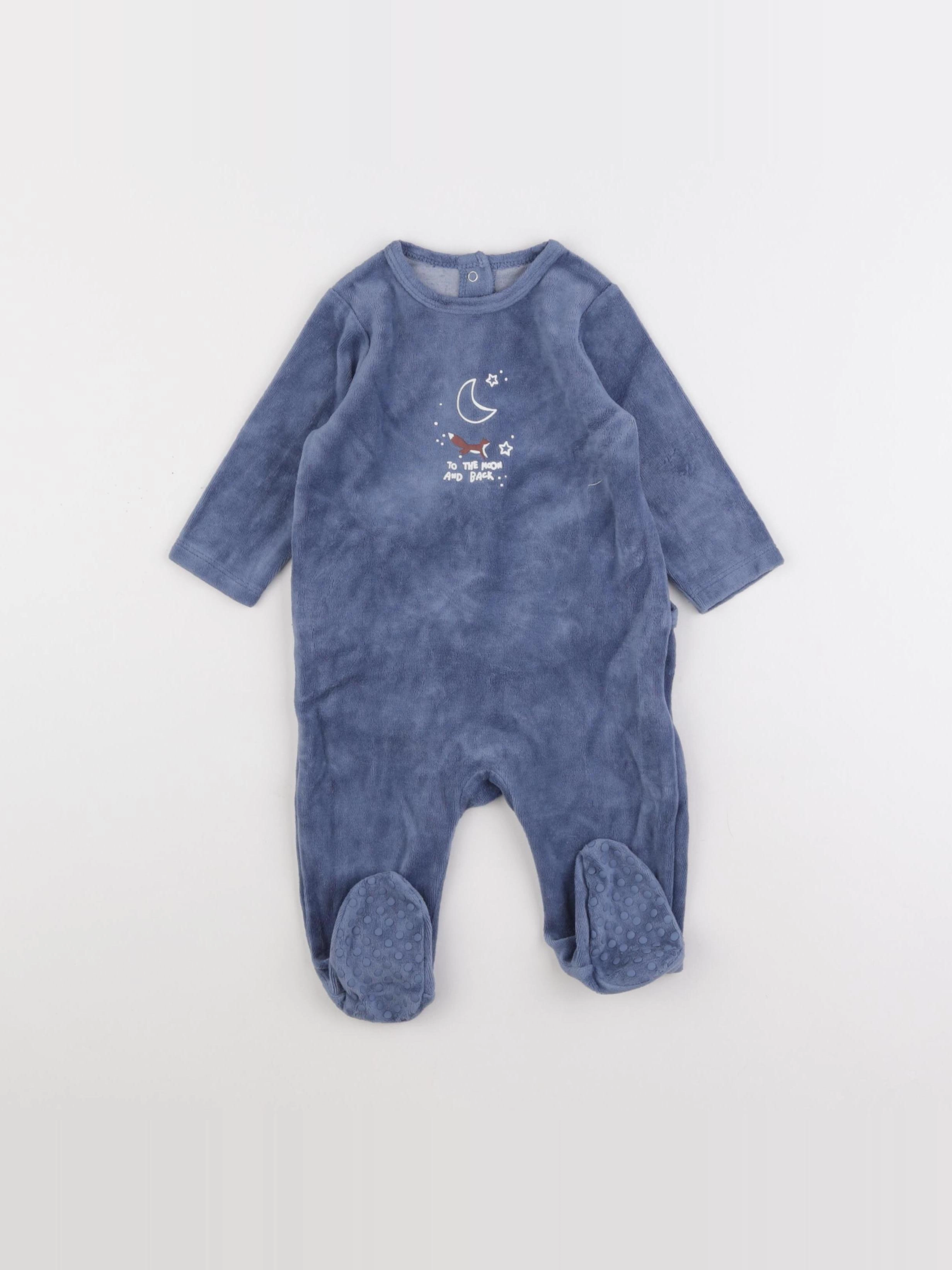 Vertbaudet - pyjama velours bleu - 9 mois