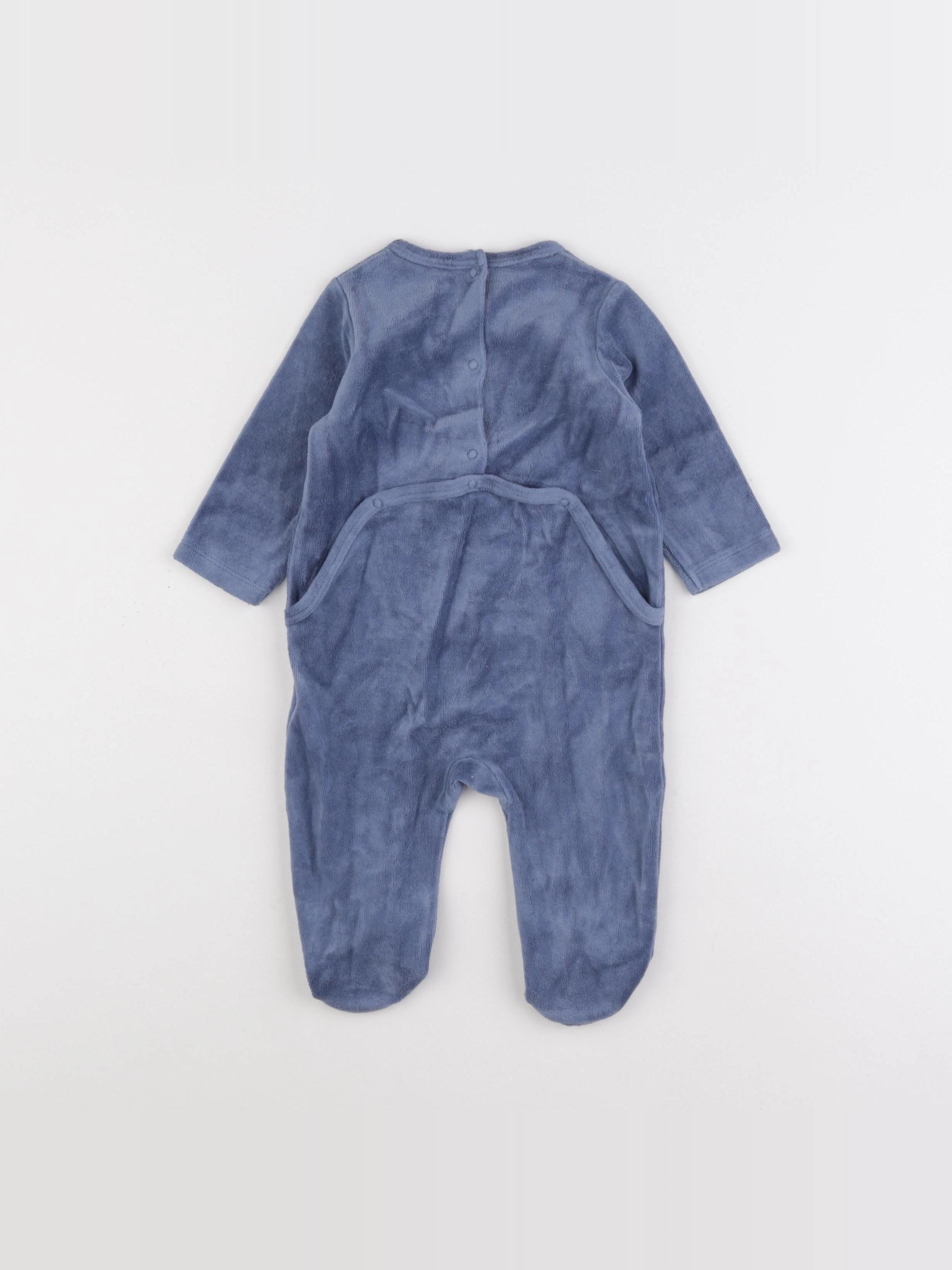 Vertbaudet - pyjama velours bleu - 9 mois