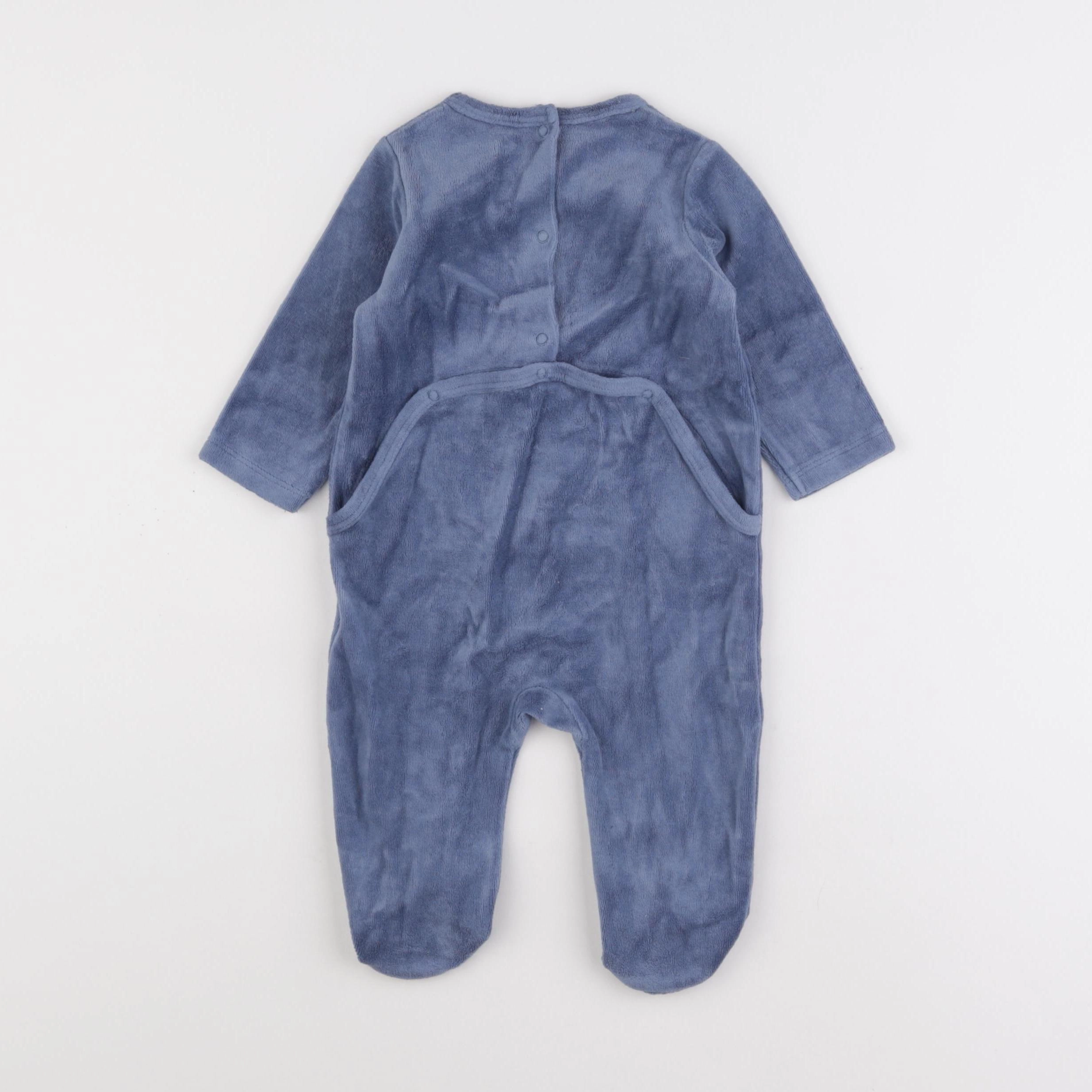 Vertbaudet - pyjama velours bleu - 9 mois