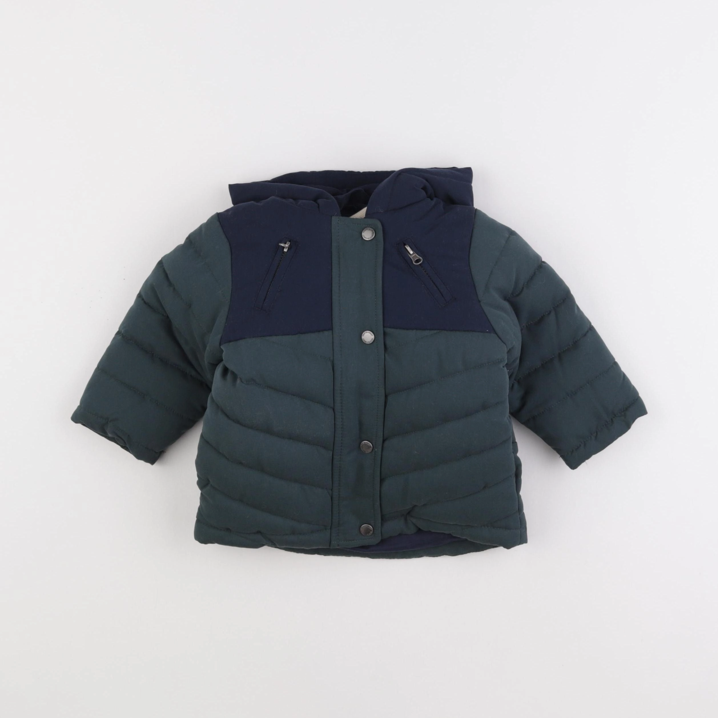 Vertbaudet - doudoune bleu, vert - 12 mois