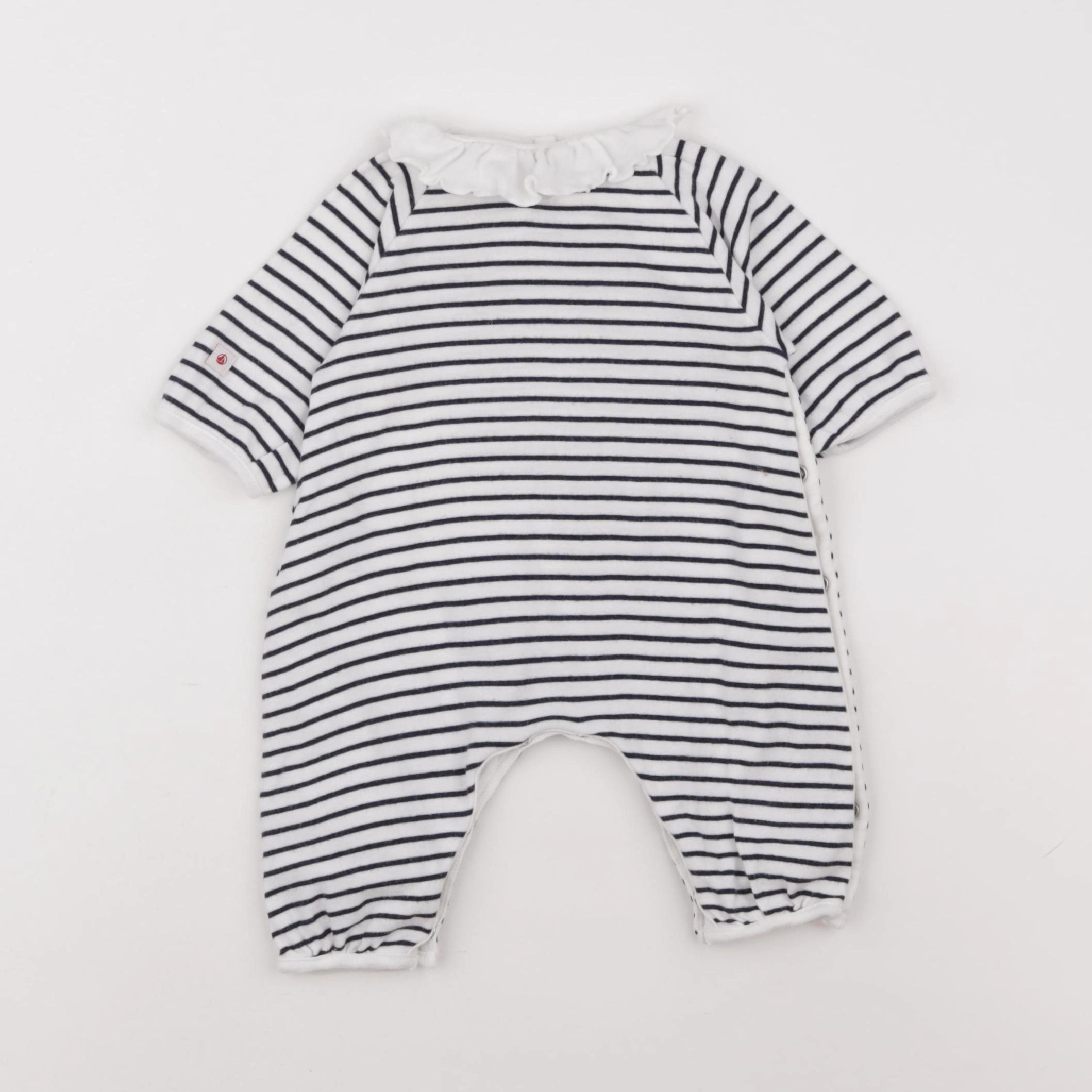 Petit Bateau - pyjama coton bleu, blanc - 1 mois