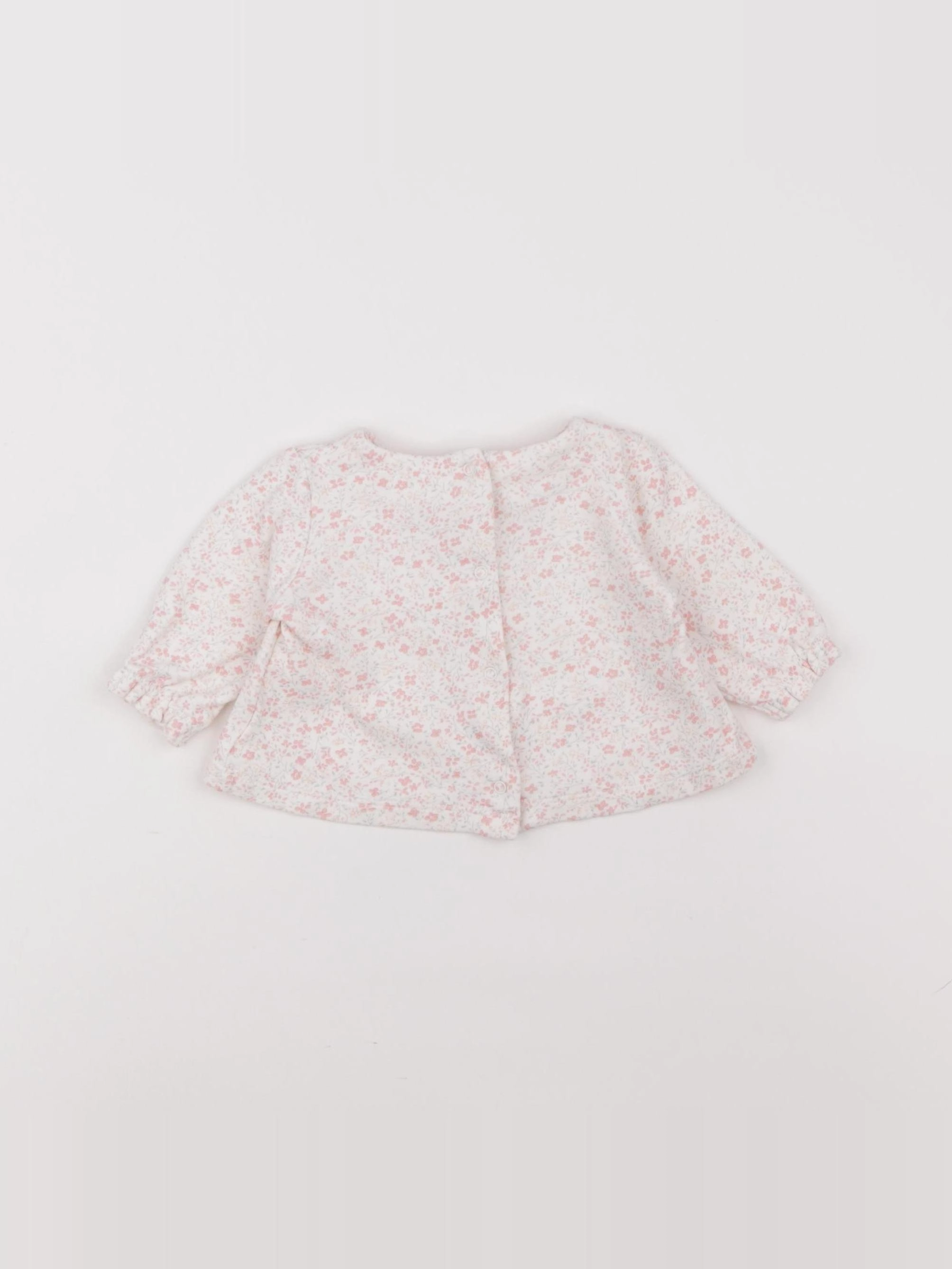 Natalys - tee-shirt blanc, rose - 1 mois