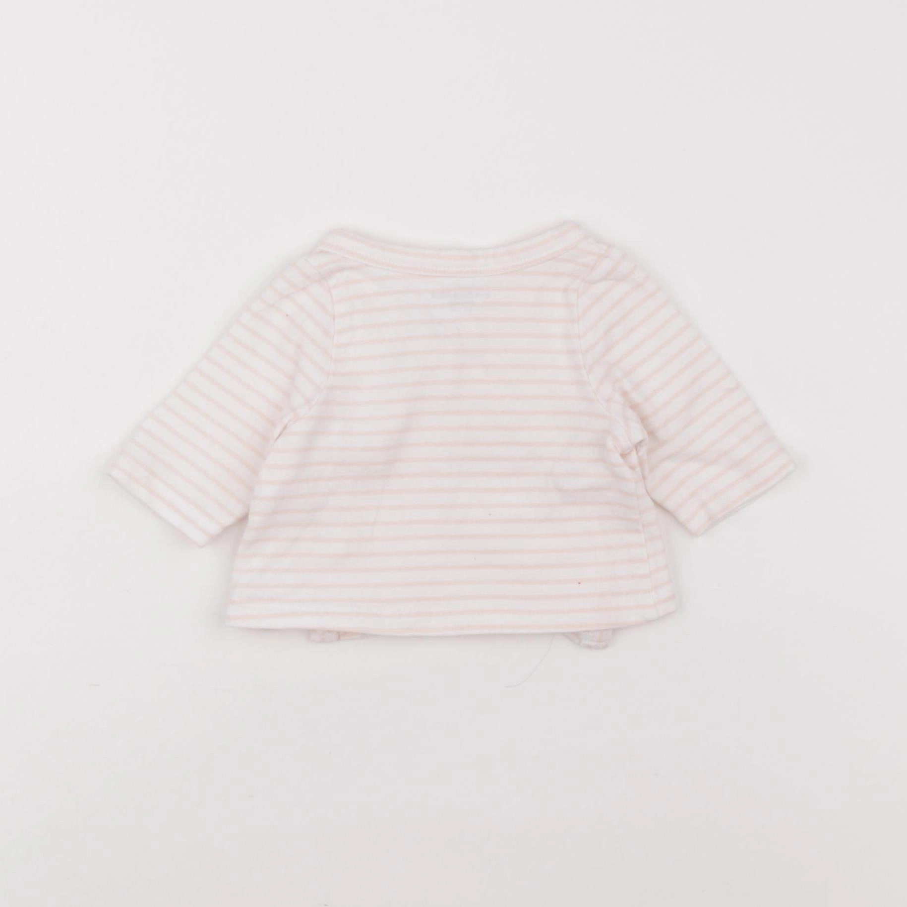 Vertbaudet - tee-shirt blanc, rose - 0 mois