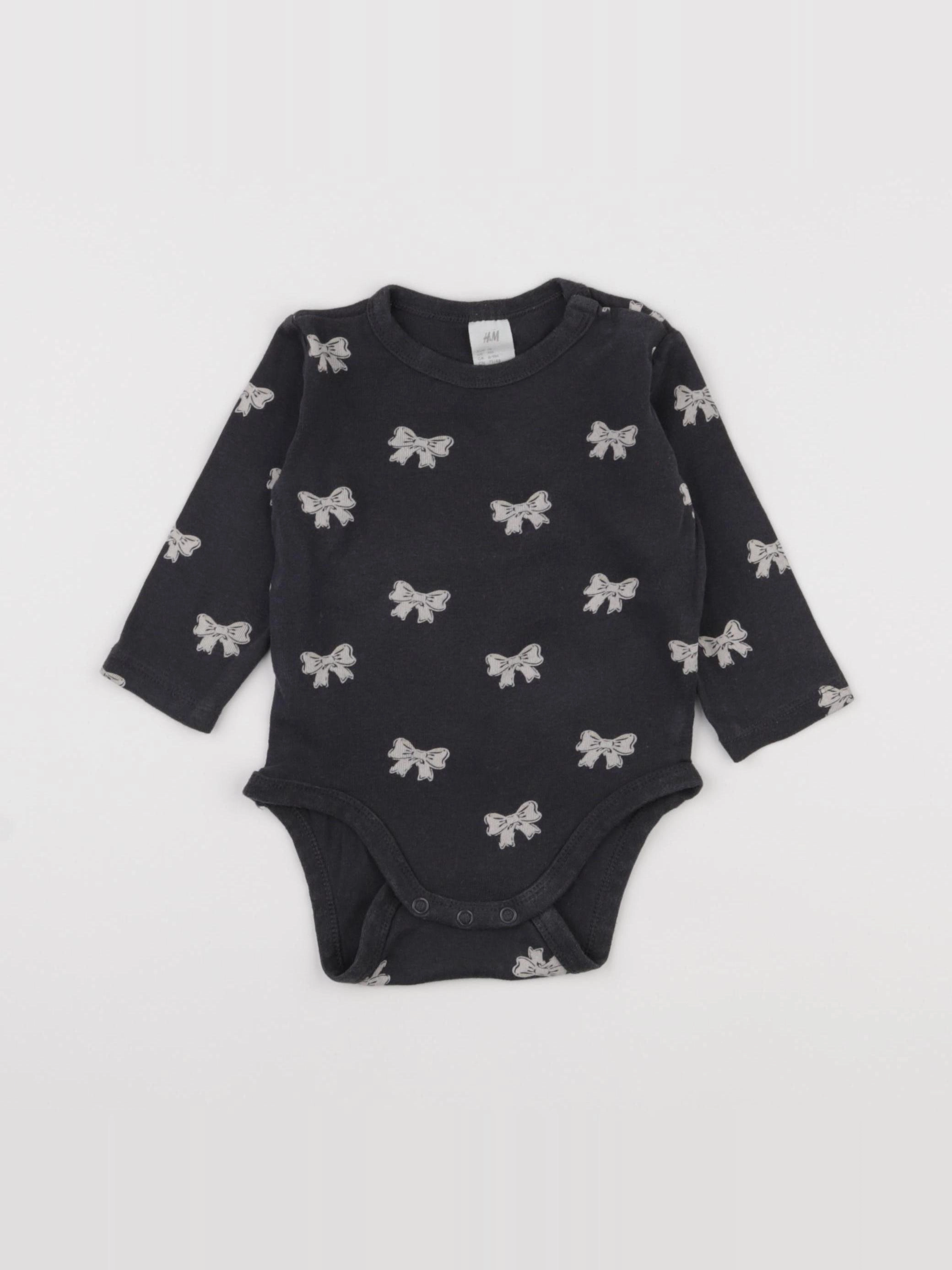H&M - body gris - 6/9 mois