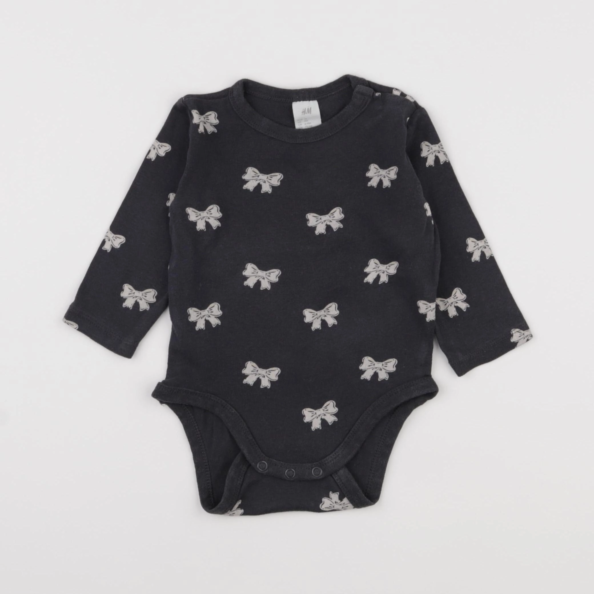 H&M - body gris - 6/9 mois