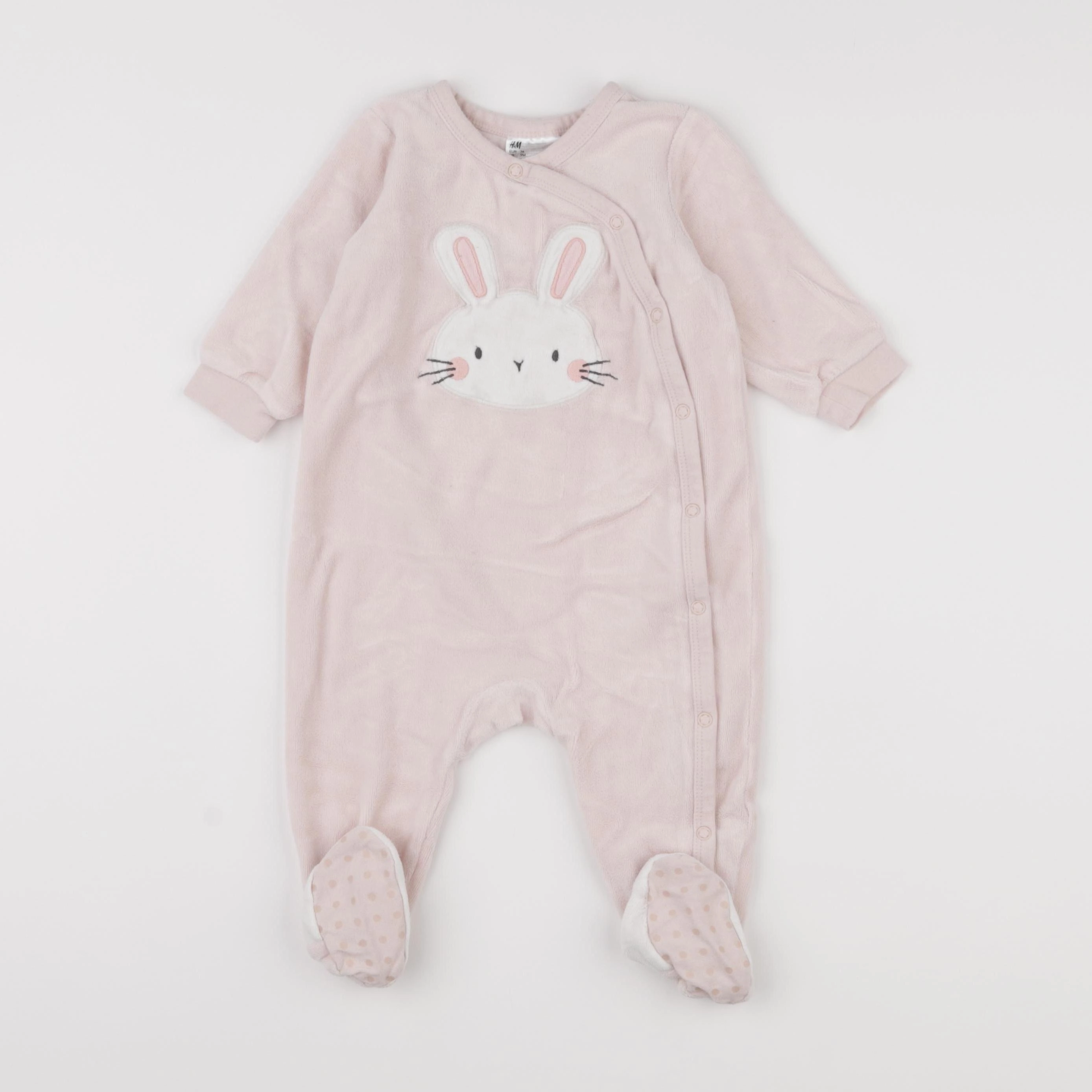 H&M - pyjama velours rose - 6/9 mois