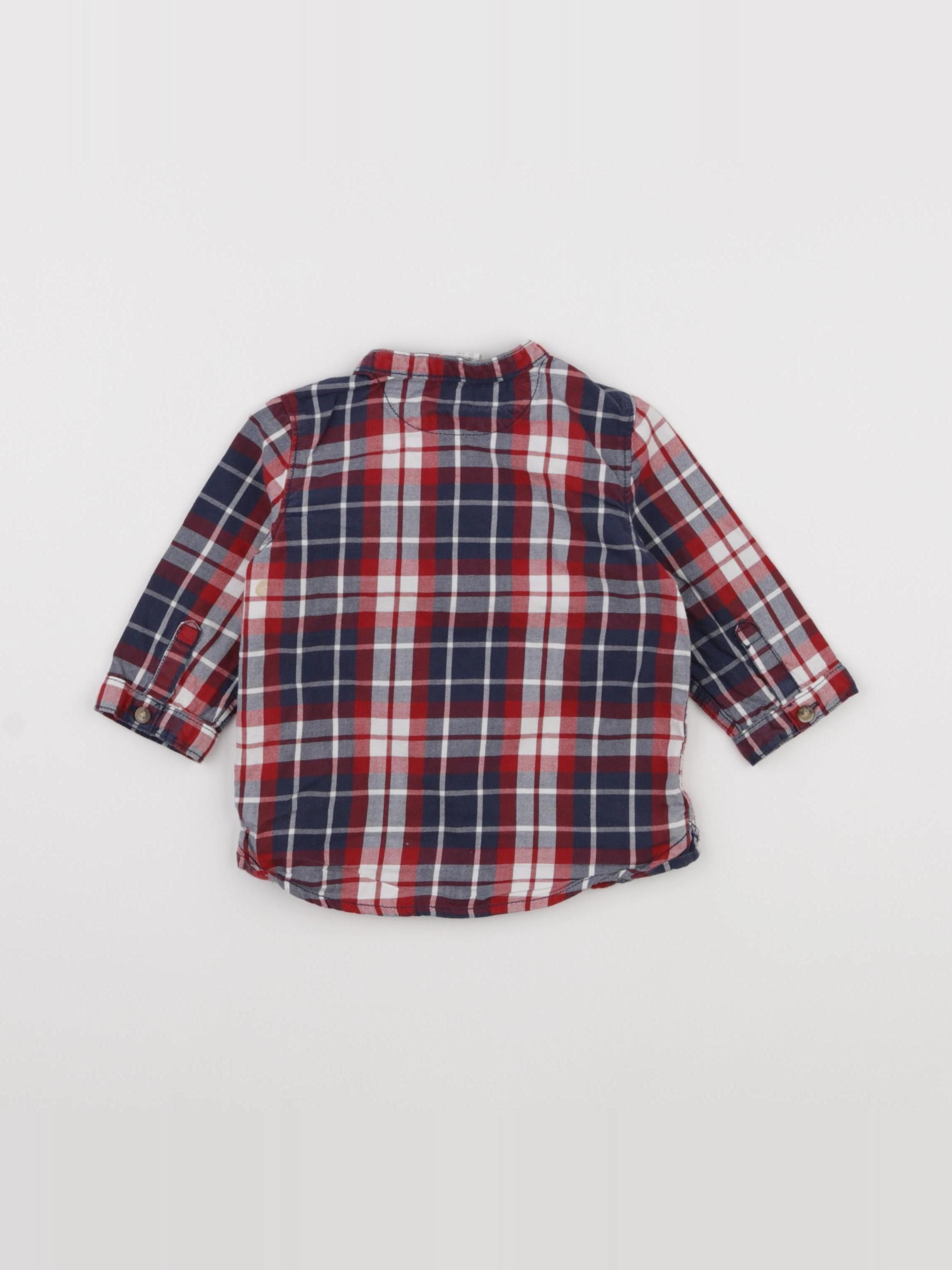 H&M - chemise bleu, rouge - 3/6 mois