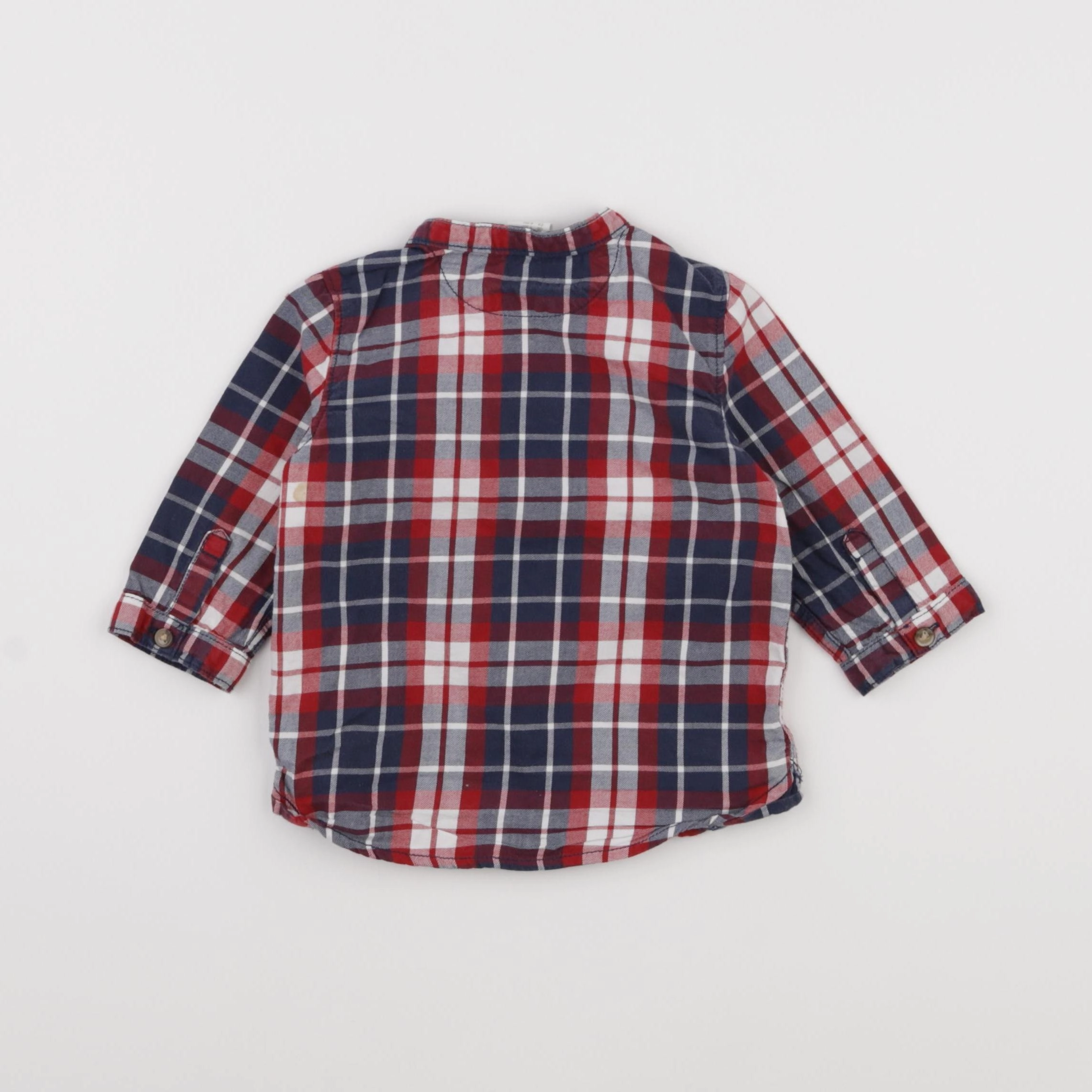 H&M - chemise bleu, rouge - 3/6 mois