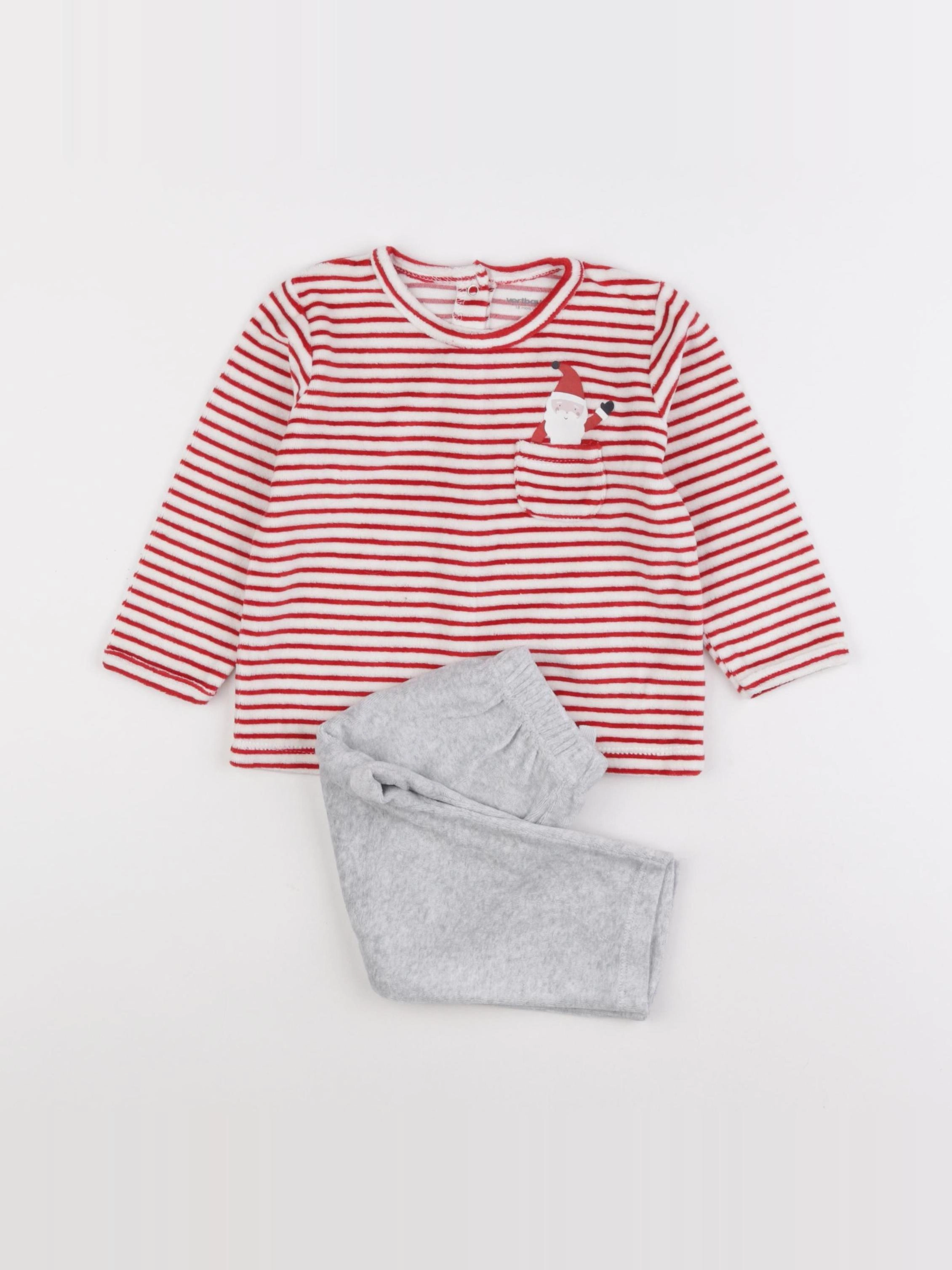 Vertbaudet - pyjama velours rouge - 18 mois