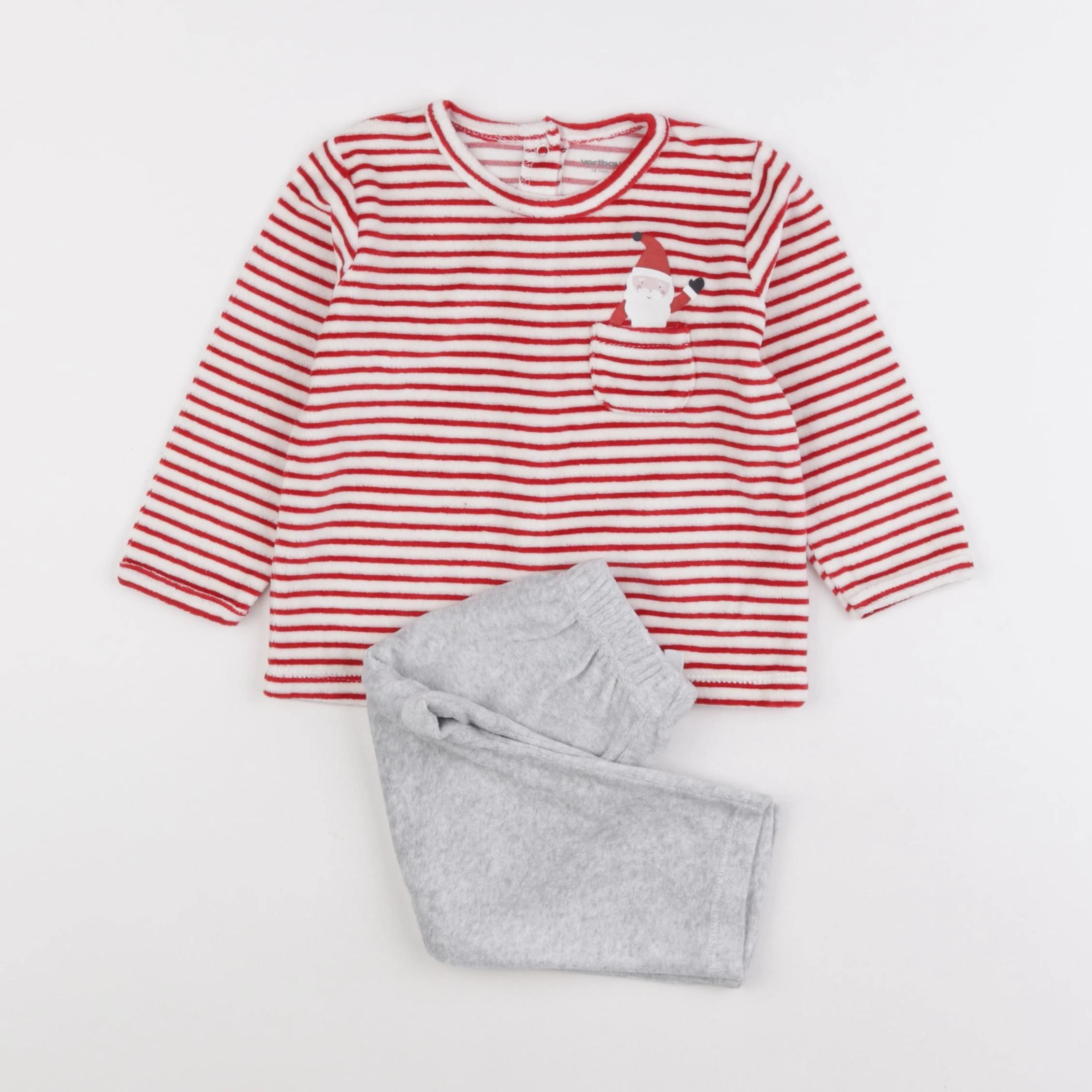 Vertbaudet - pyjama velours rouge - 18 mois