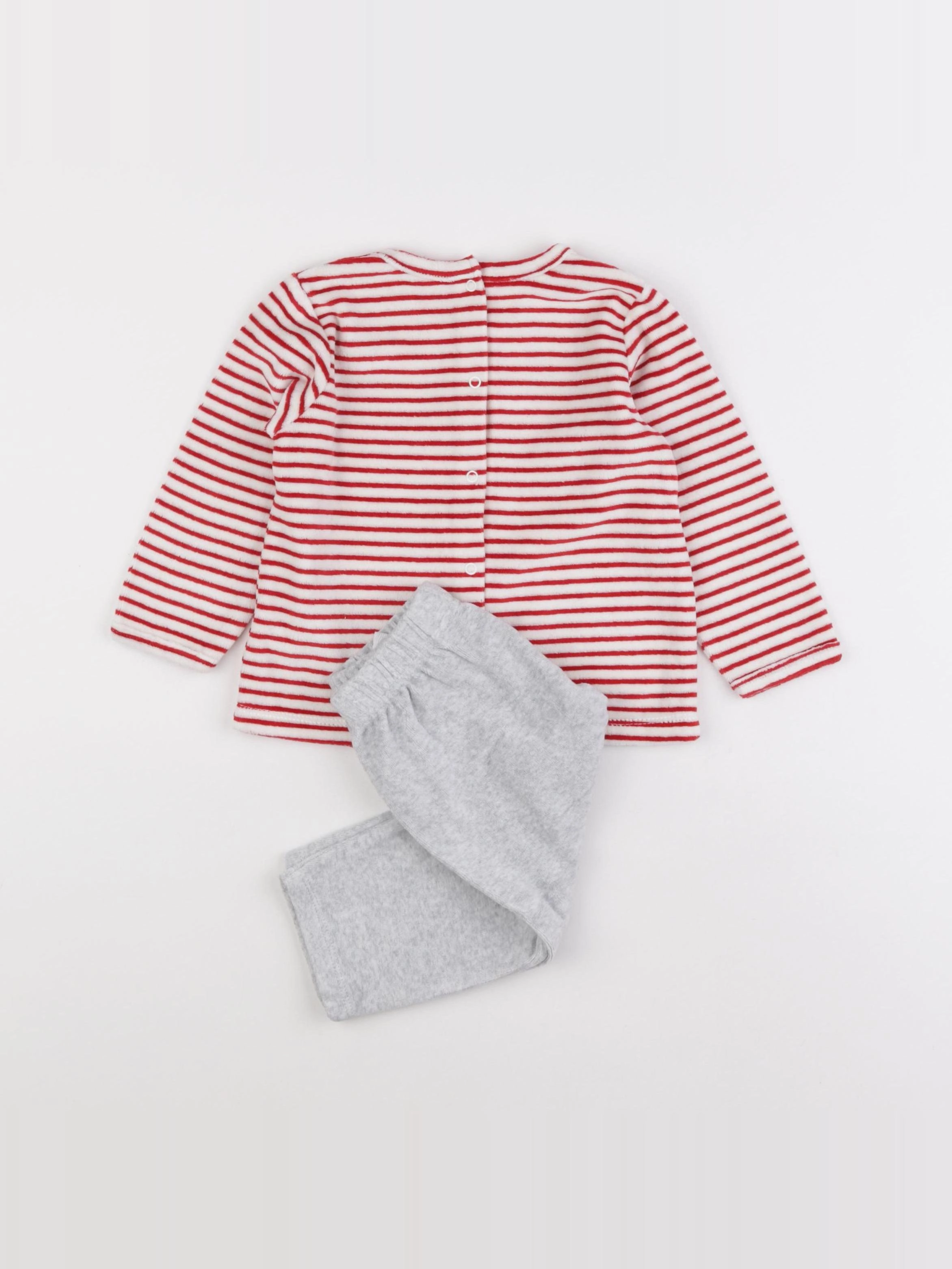 Vertbaudet - pyjama velours rouge - 18 mois