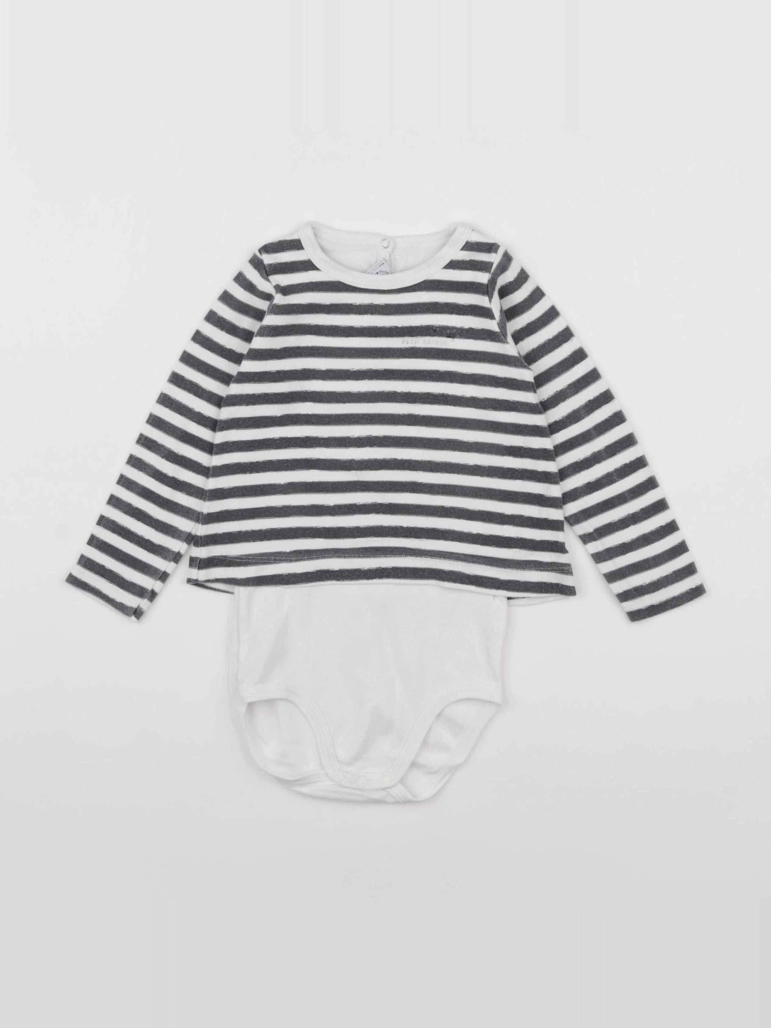 Petit Bateau - body tee-shirt blanc, bleu - 36 mois