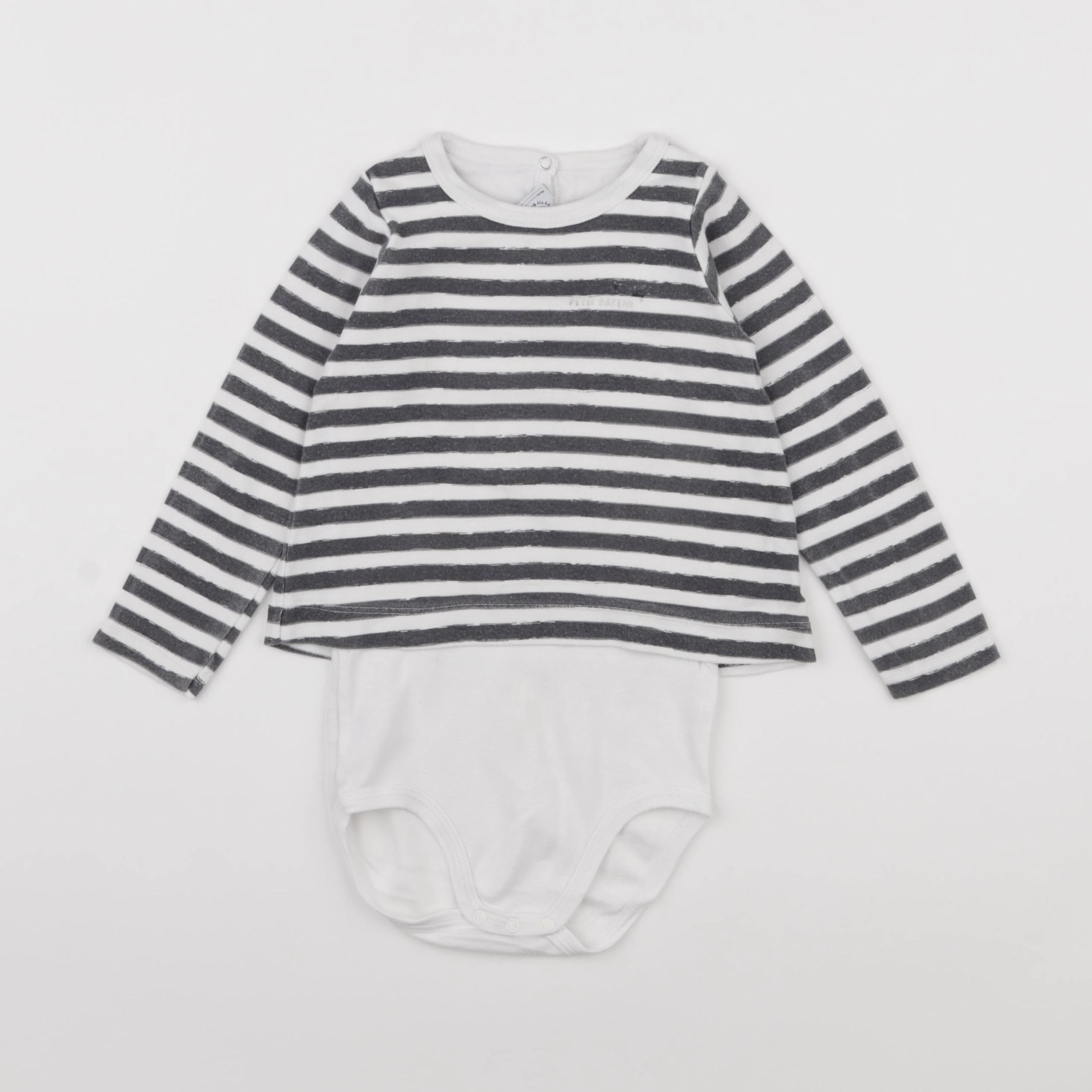Petit Bateau - body tee-shirt blanc, bleu - 36 mois