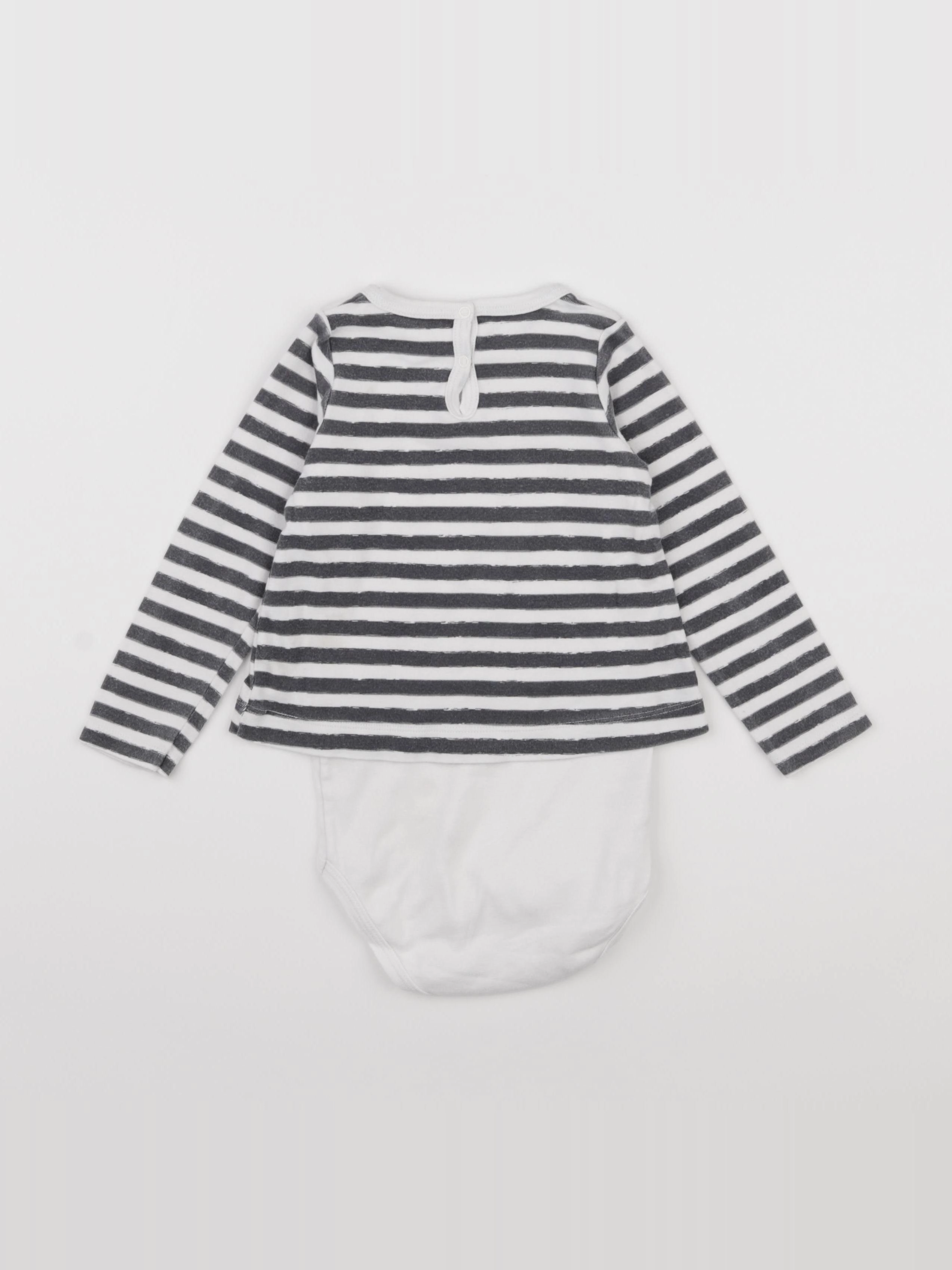 Petit Bateau - body tee-shirt blanc, bleu - 36 mois