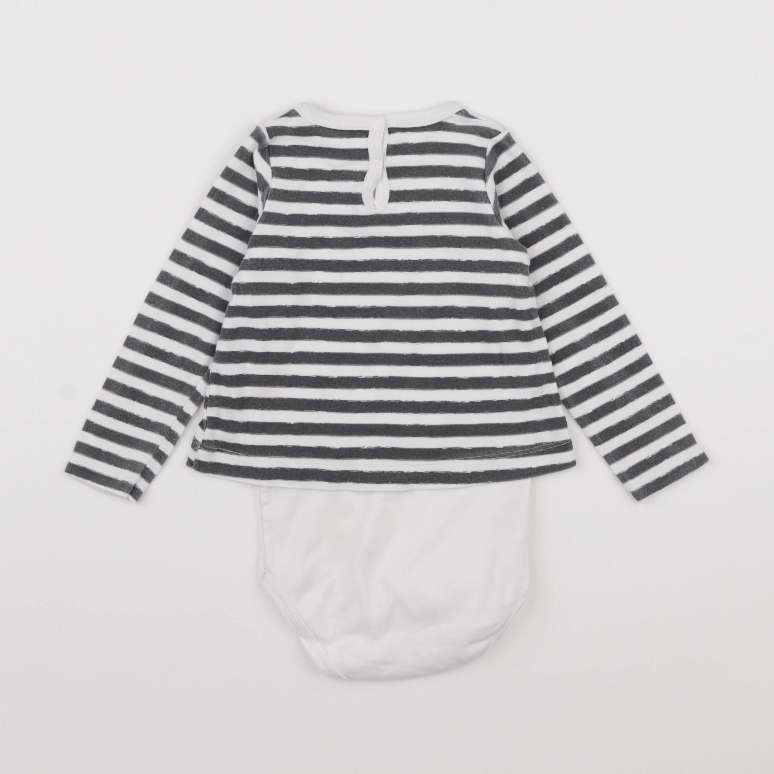 Petit Bateau - body tee-shirt blanc, bleu - 36 mois