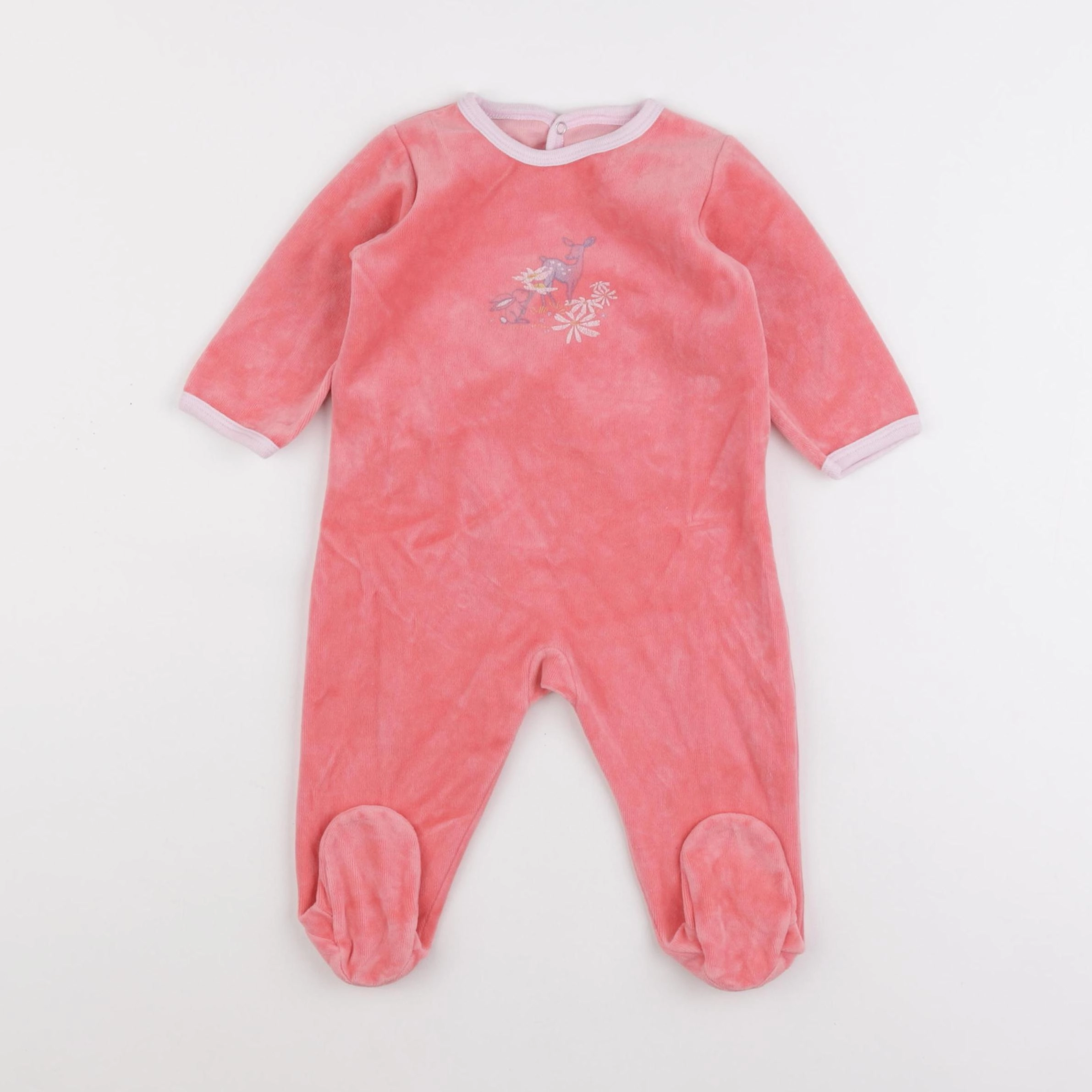 Petit Bateau - pyjama velours rose - 9 mois