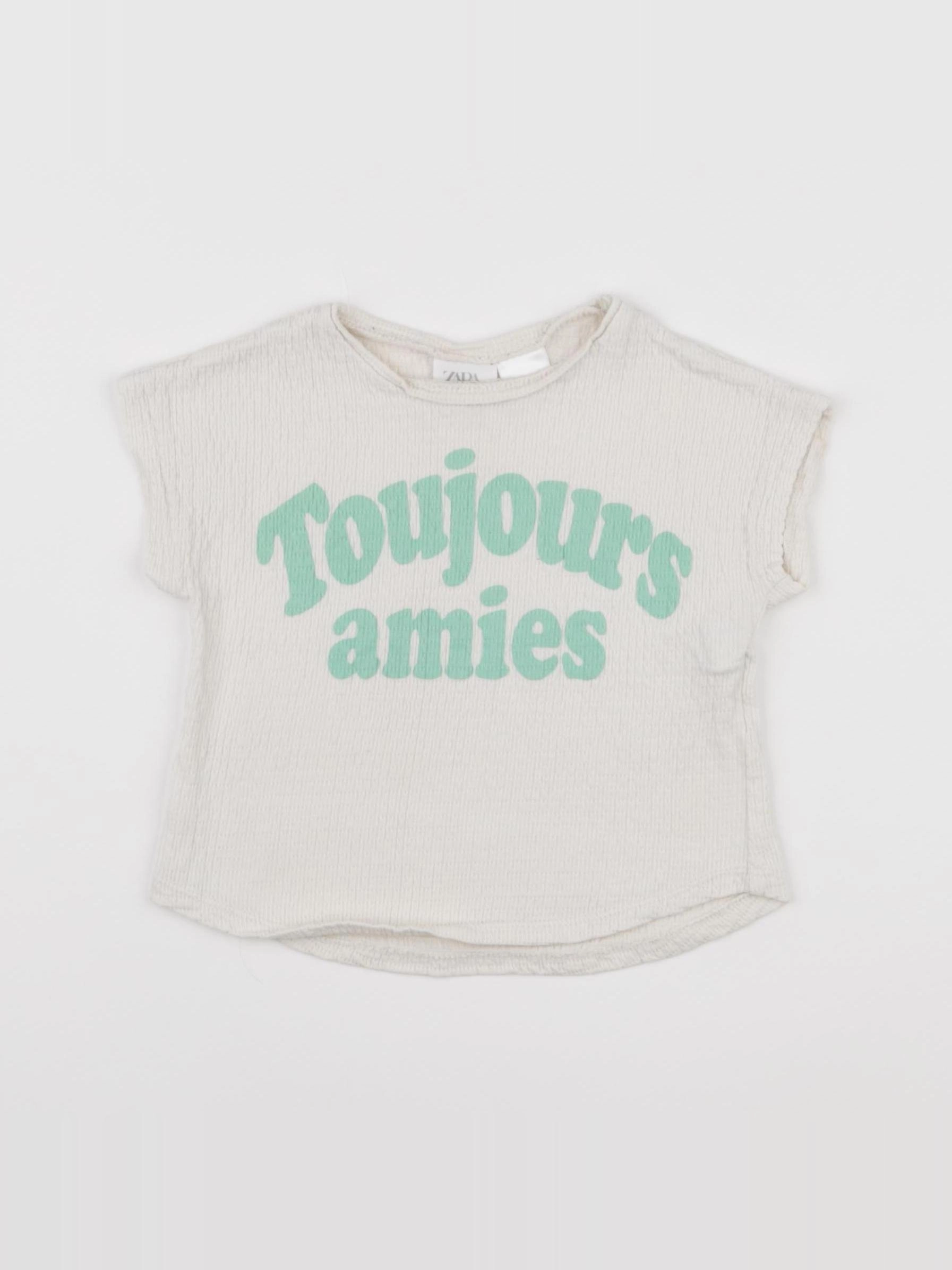 Zara - tee-shirt beige, vert - 18/24 mois