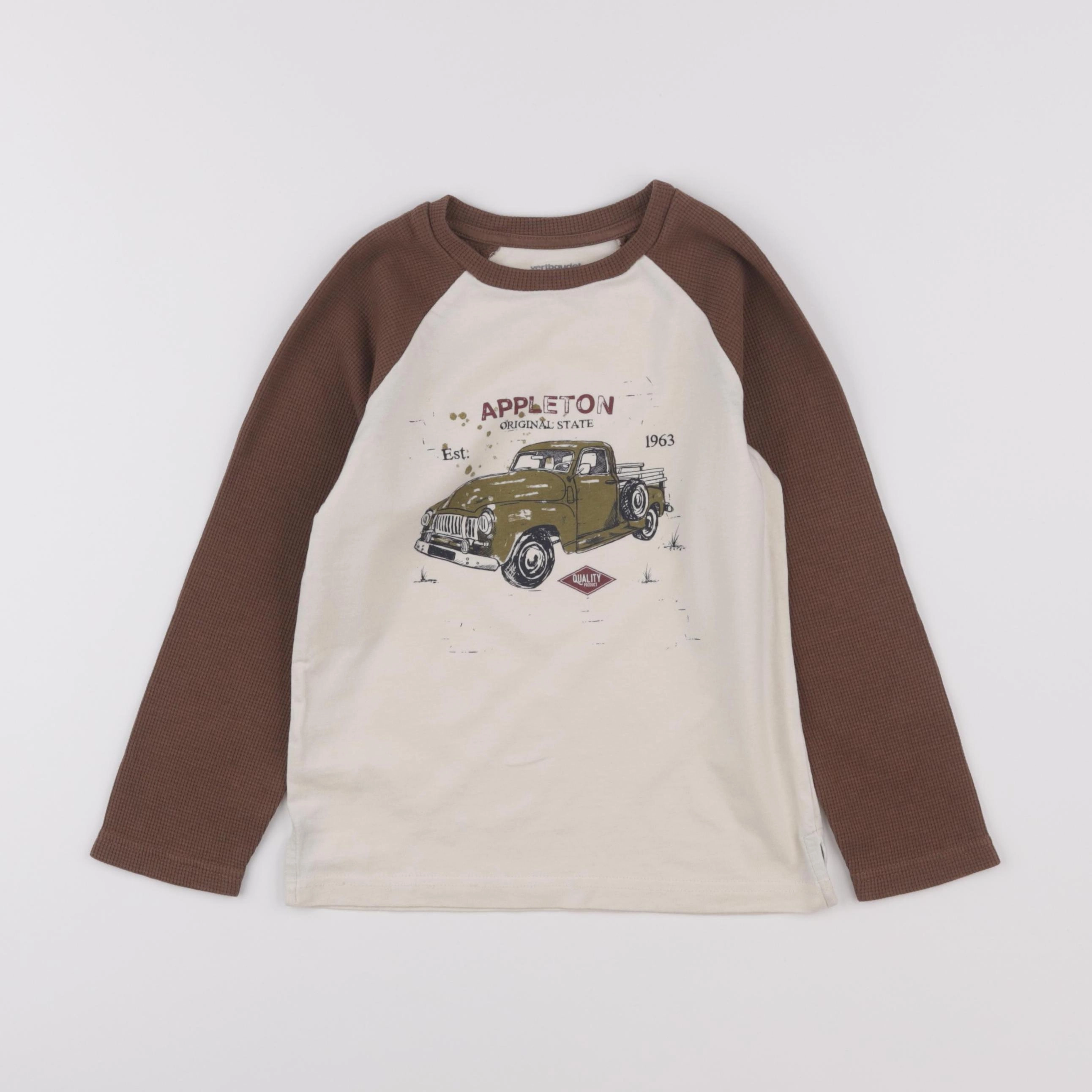 Vertbaudet - tee-shirt beige, marron - 6 ans