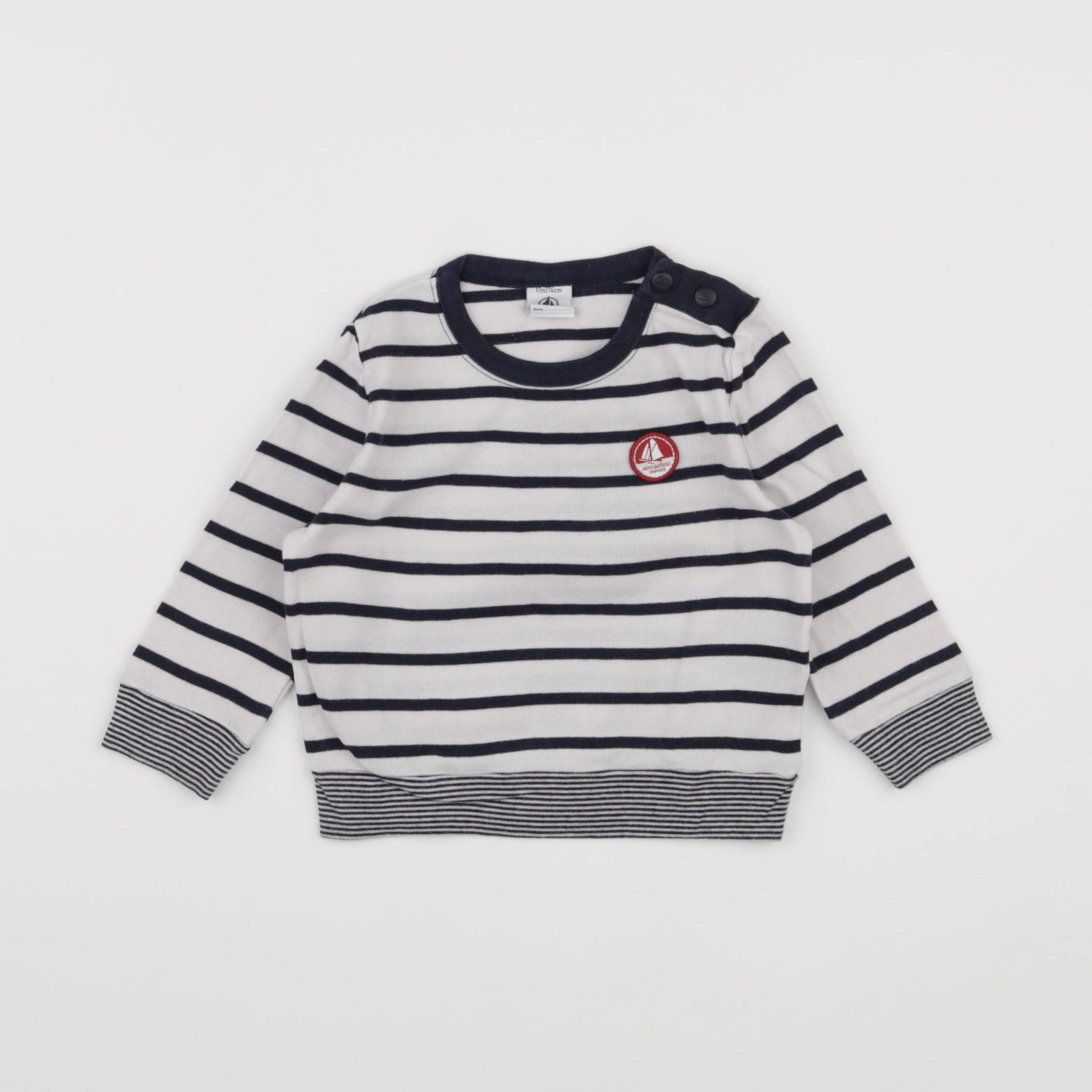 Petit Bateau - tee-shirt bleu - 12 mois