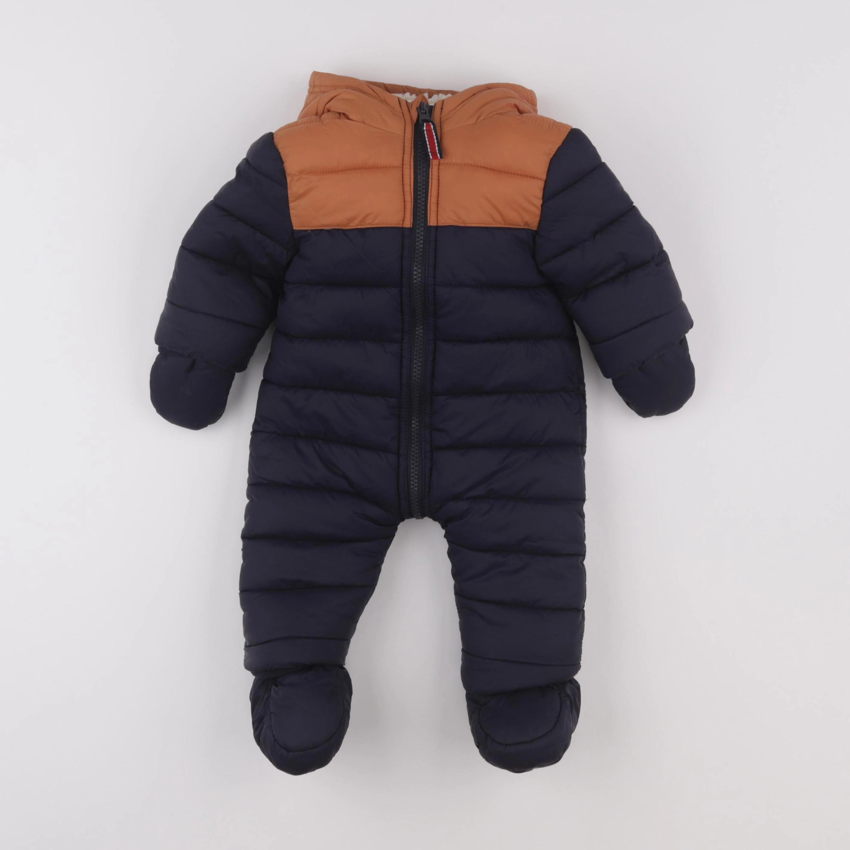Vertbaudet - combi-pilote bleu, marron - 3 mois