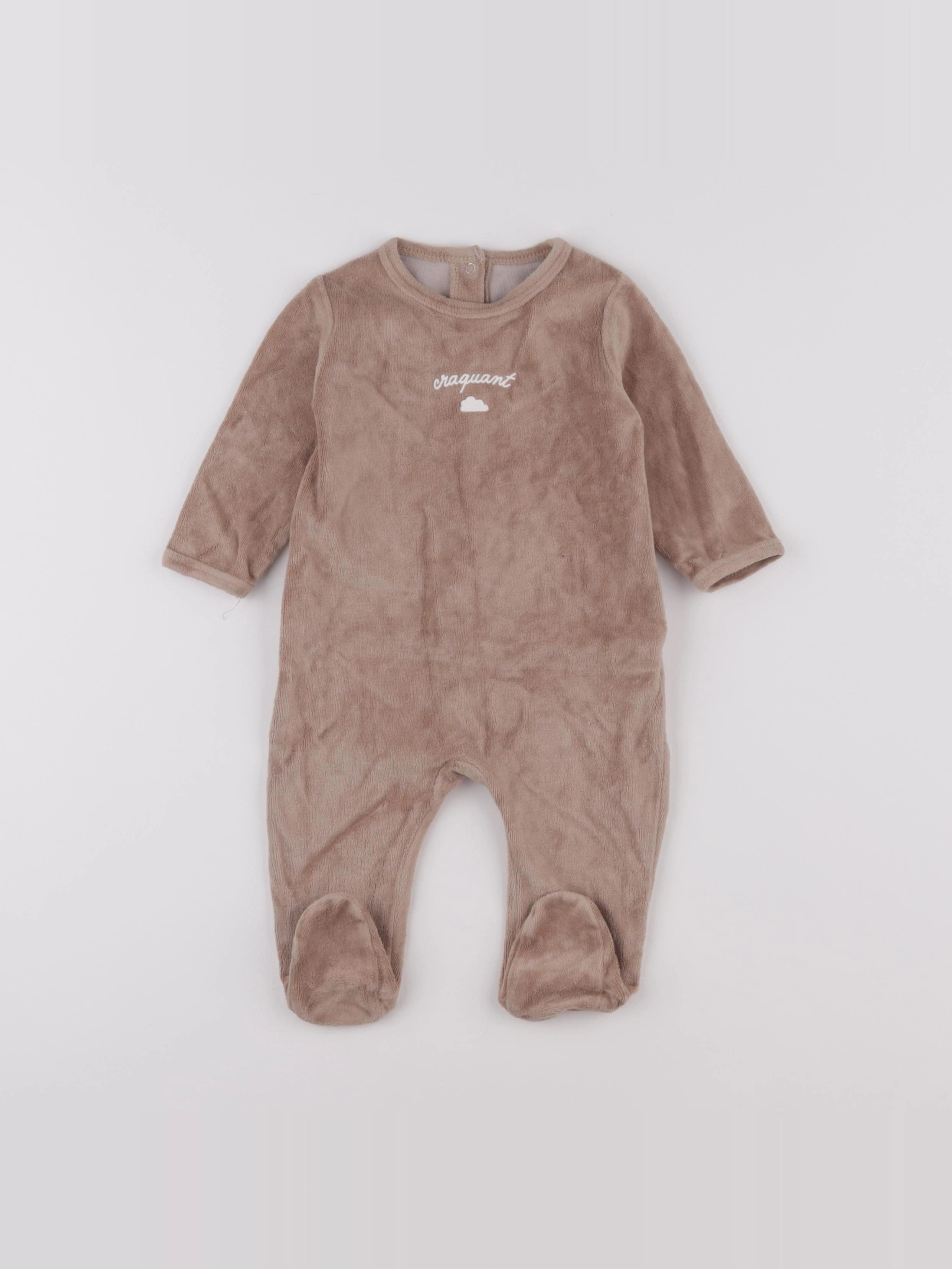 Vertbaudet - pyjama velours marron - 6 mois