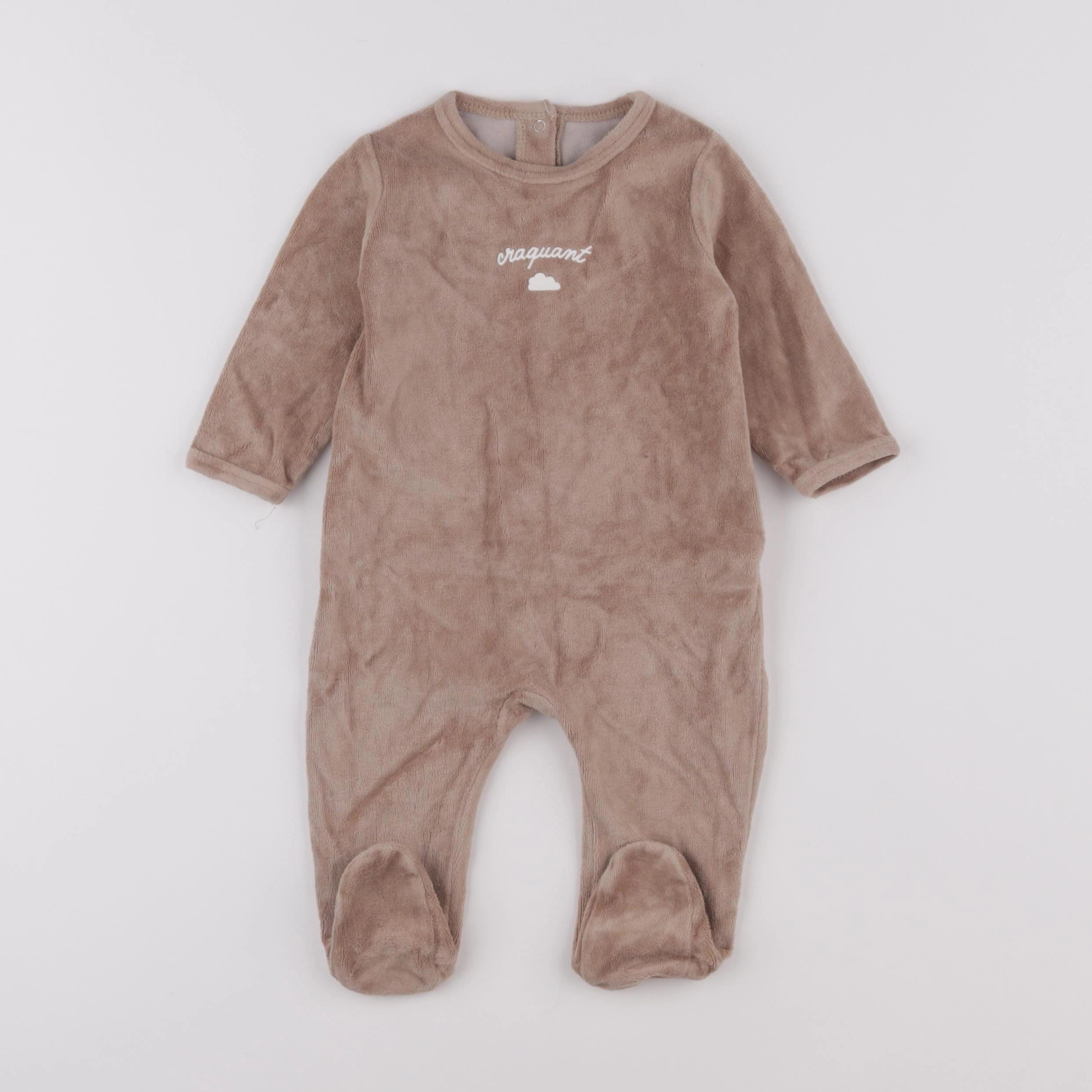 Vertbaudet - pyjama velours marron - 6 mois
