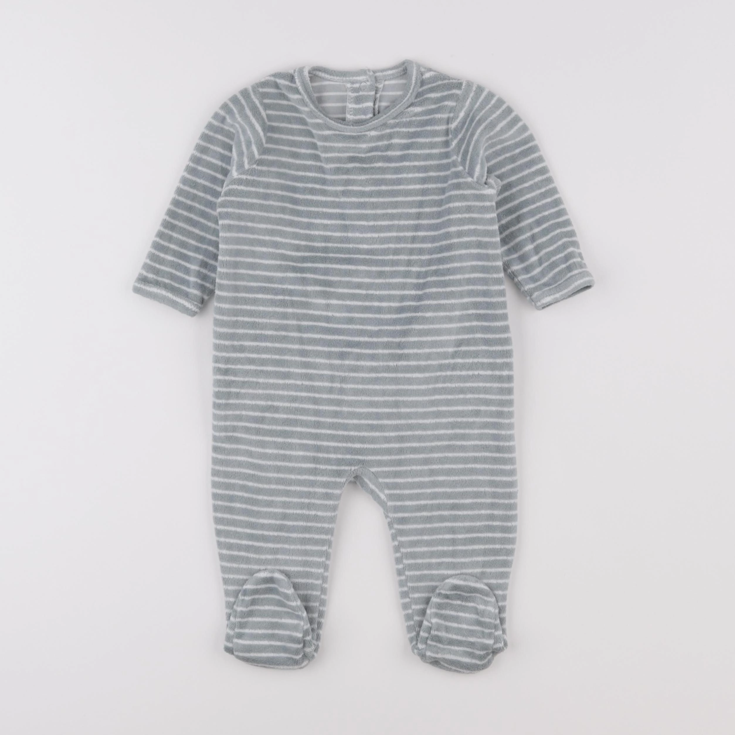 Vertbaudet - pyjama velours vert, blanc - 6 mois