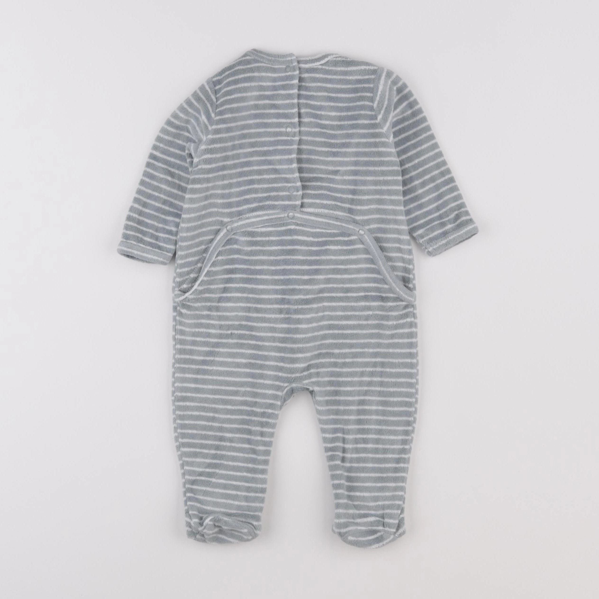 Vertbaudet - pyjama velours vert, blanc - 6 mois