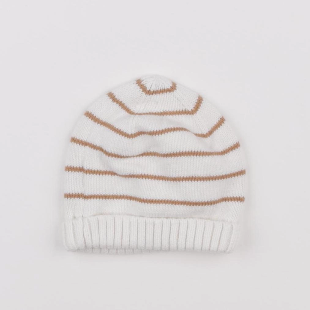 Vertbaudet - bonnet beige, marron - 3/6 mois