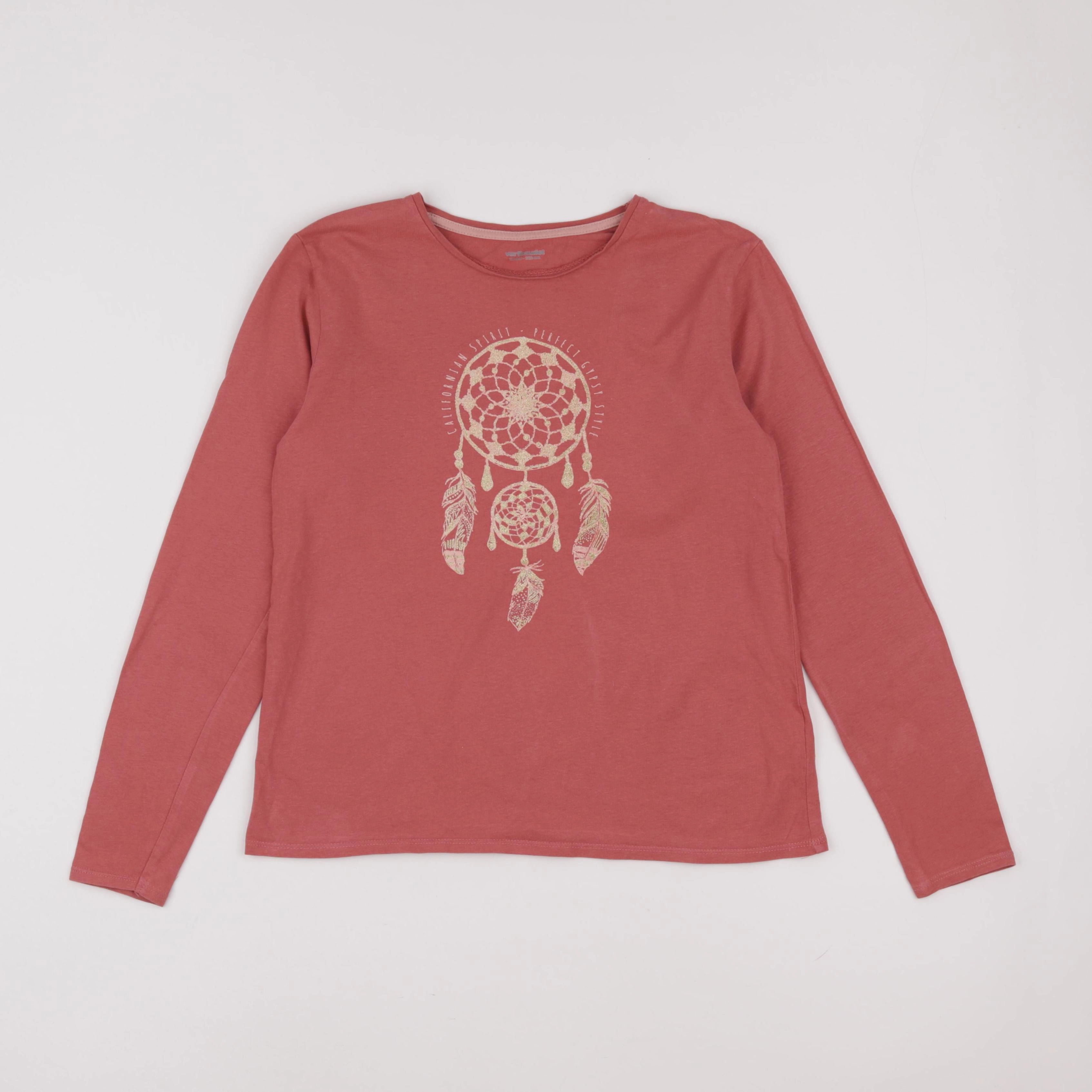 Vertbaudet - tee-shirt rose, or - 12 ans