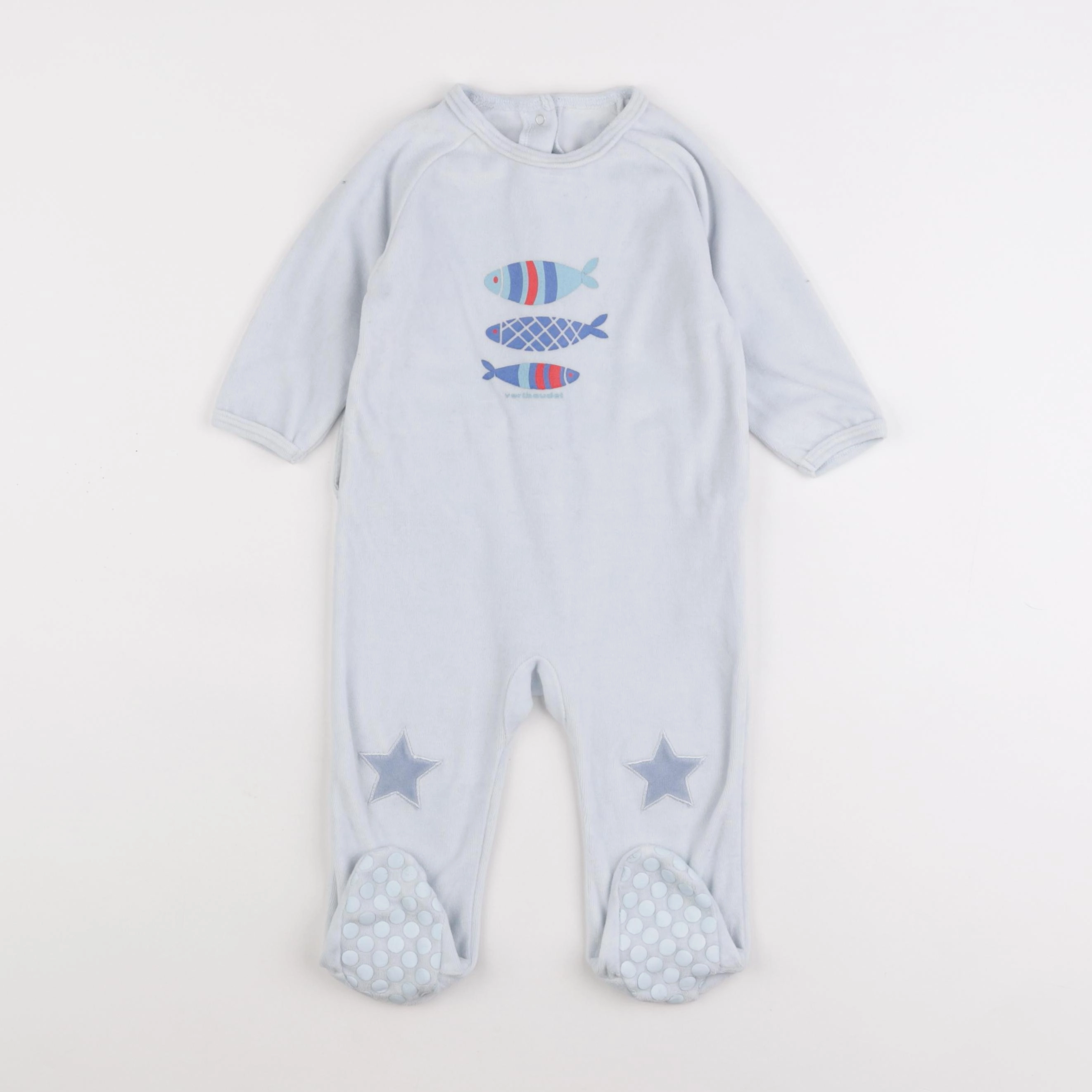 Vertbaudet - pyjama velours bleu - 12 mois