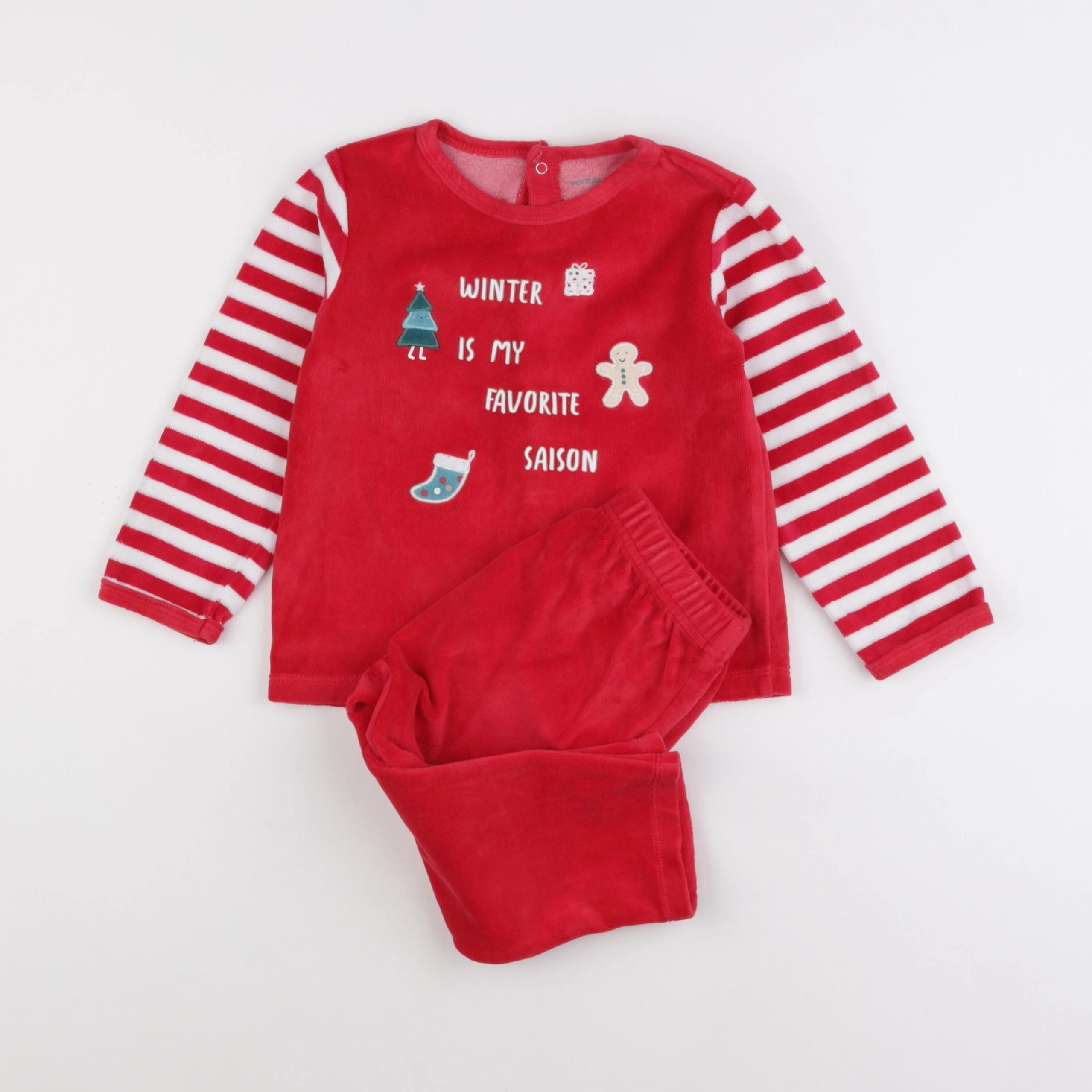 Vertbaudet - pyjama velours rouge - 3 ans