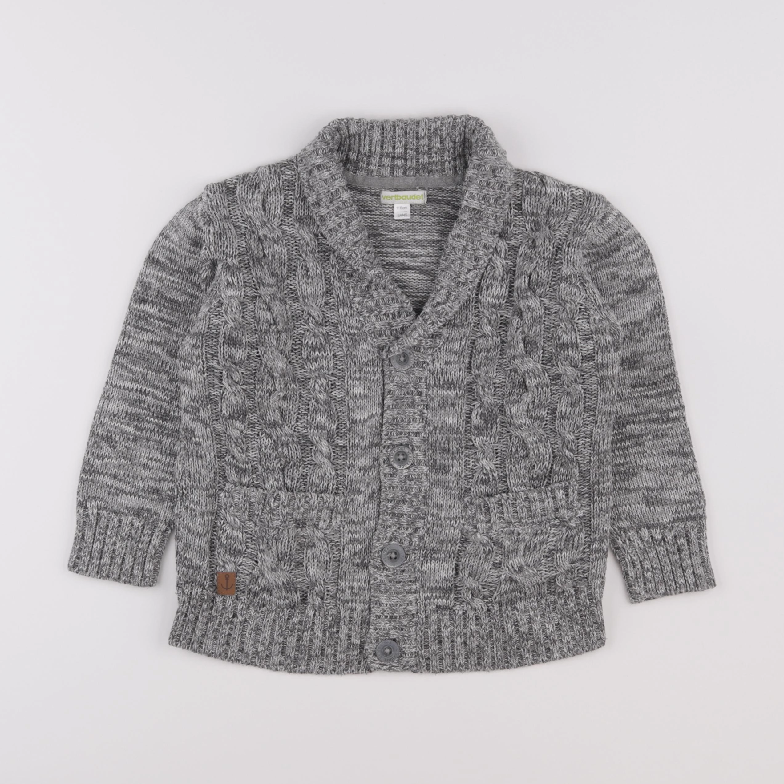 Vertbaudet - gilet gris - 6 ans