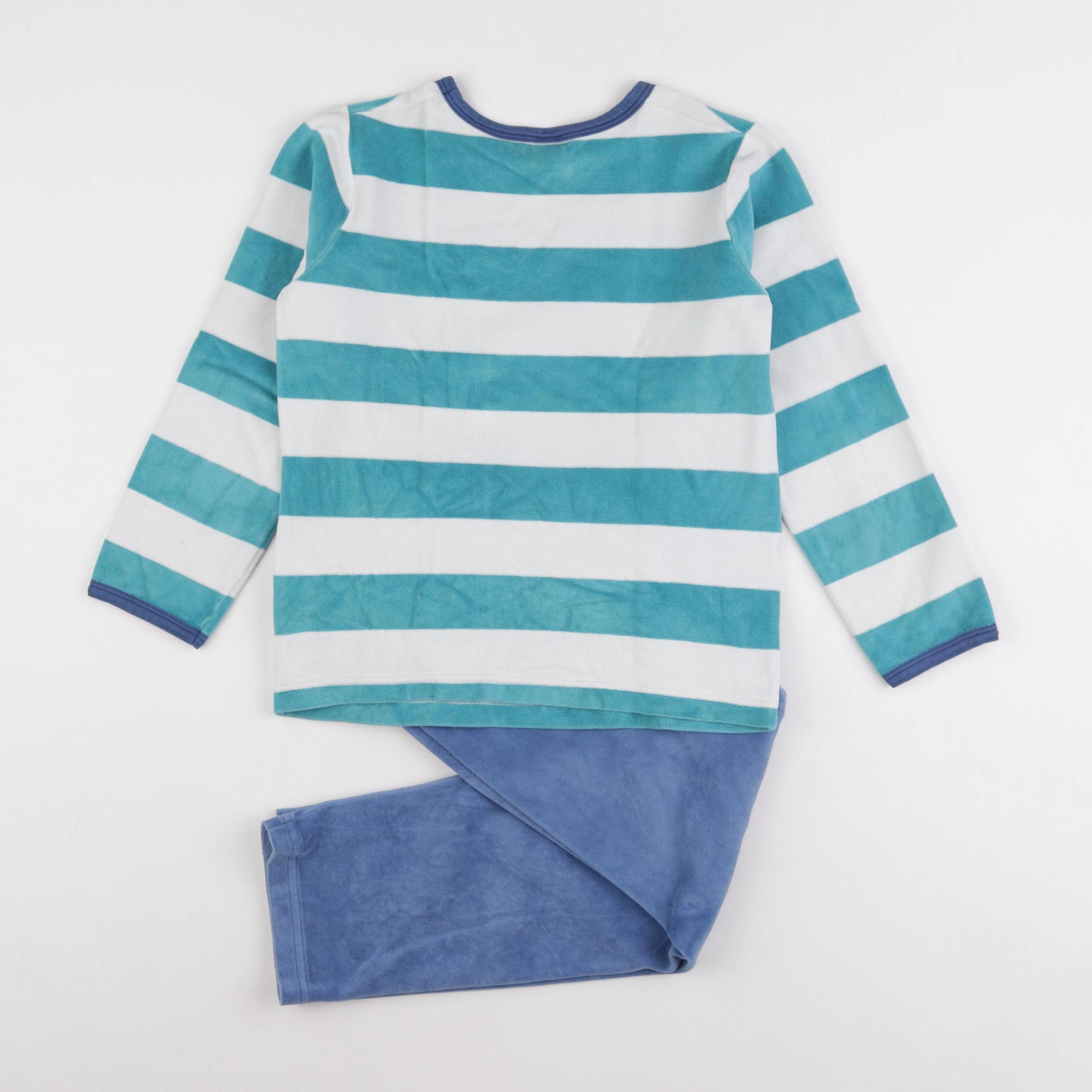 Petit Bateau - pyjama velours bleu, blanc - 10 ans